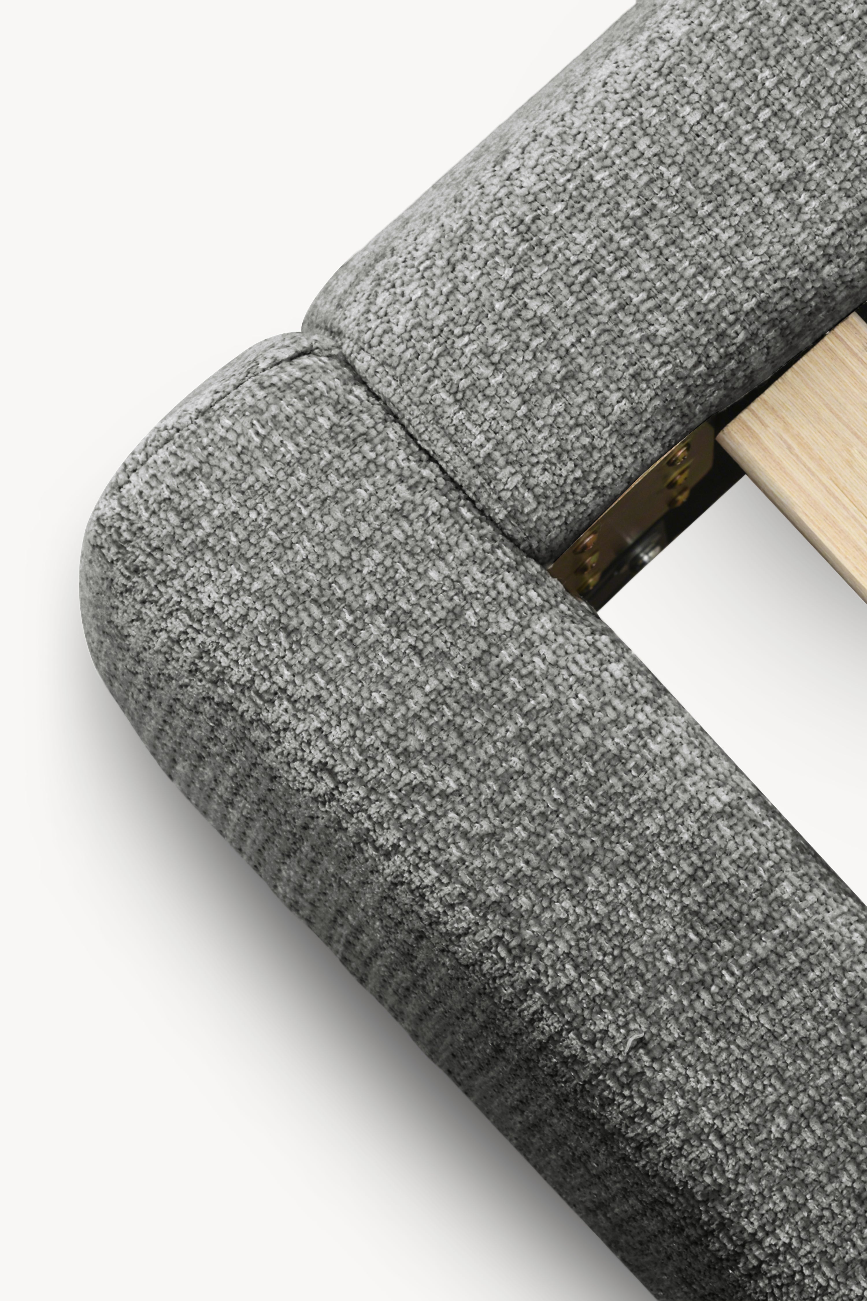 Padded double bed Rossella for mattress 160x200 cm, Stone Grey - Detail image 4