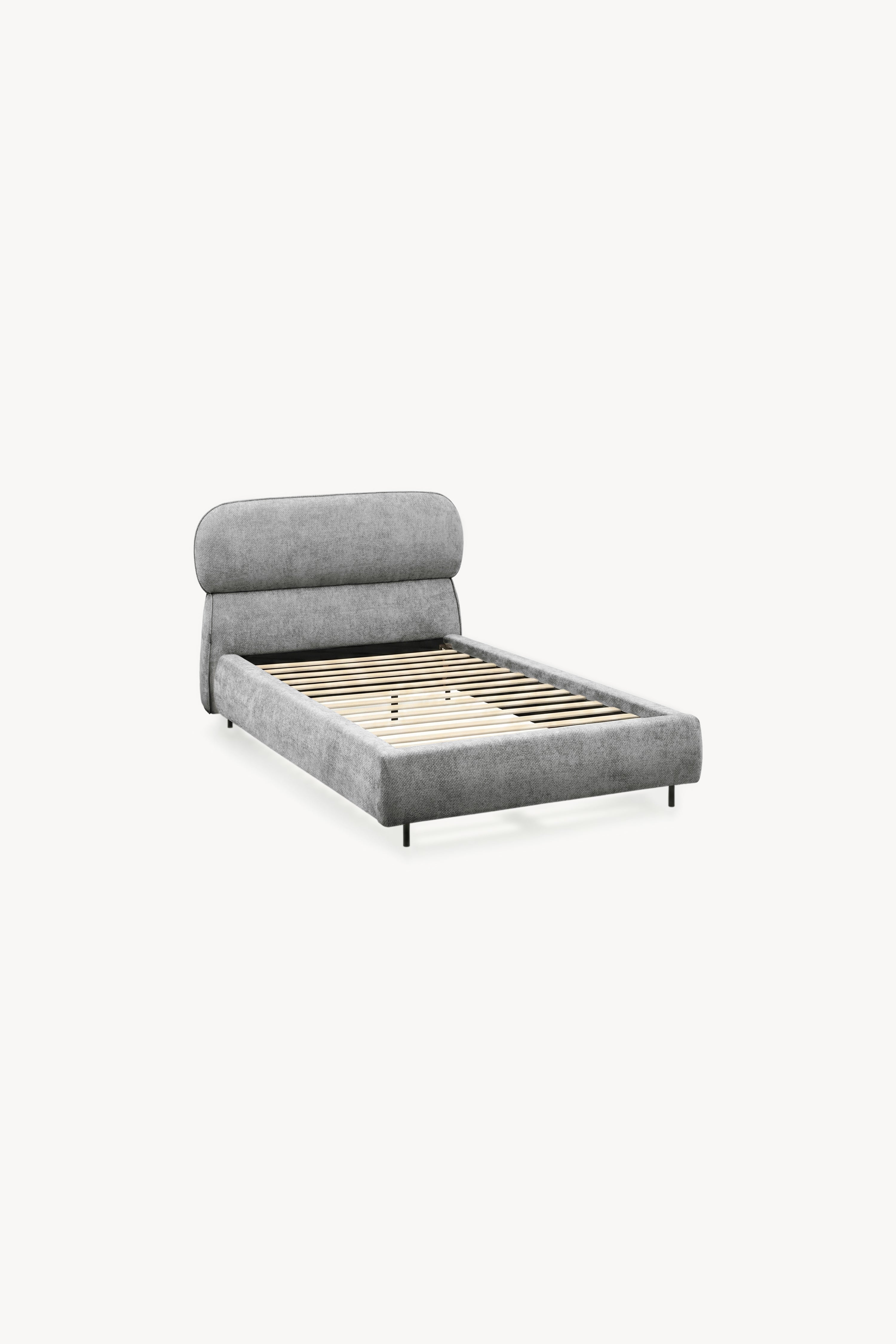 Rossella upholstered single bed, 90x200 cm, Stone Gray - Detail image 1