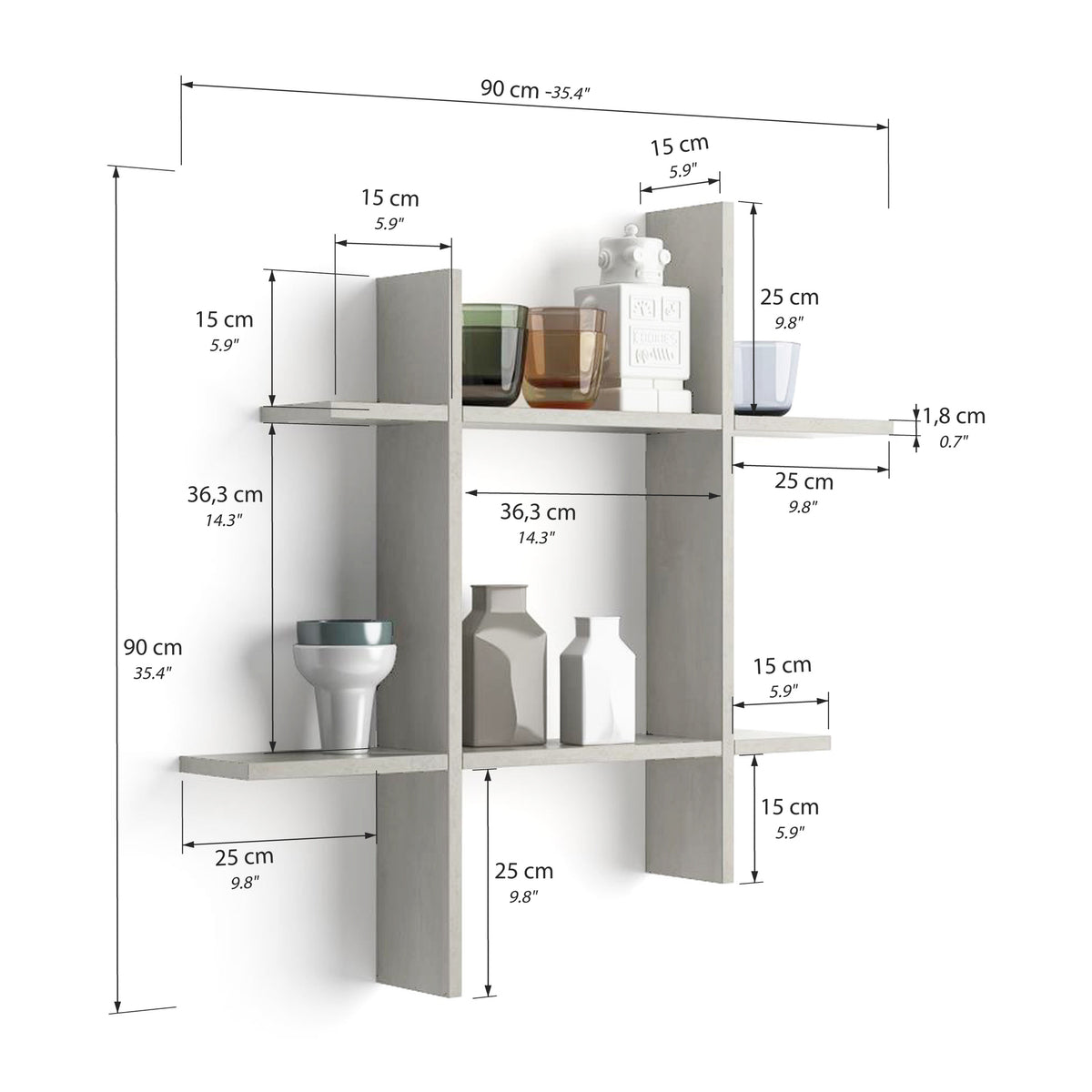 Angelica Shelves # Concrete Effect, Grey
