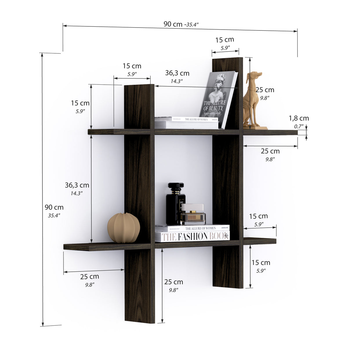 Angelica Shelves # Dark Walnut - Immagine tecnica 1