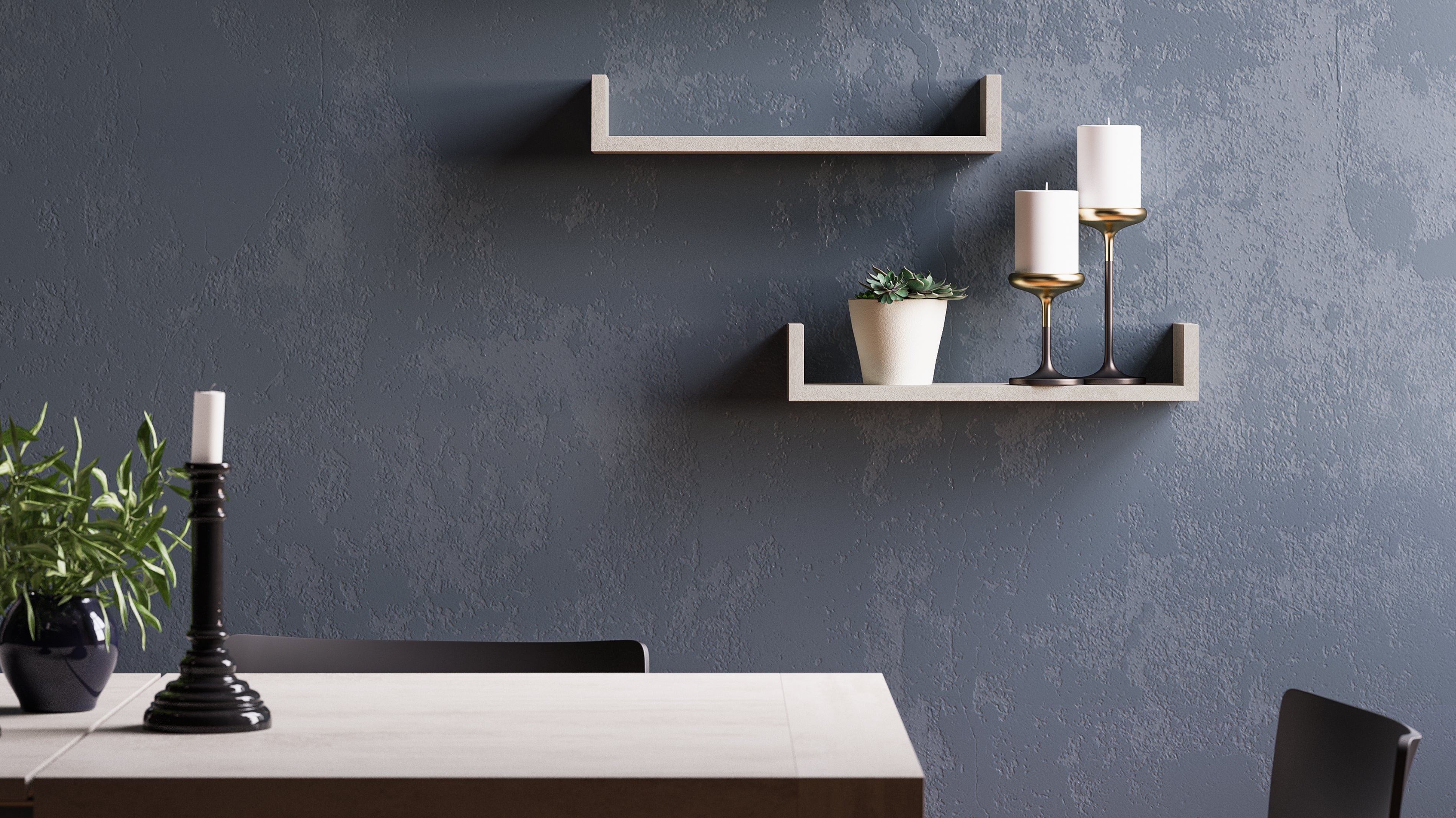 Set of 2 "U"-shaped Shelves, Iacopo, Ashwood White - Set image 1