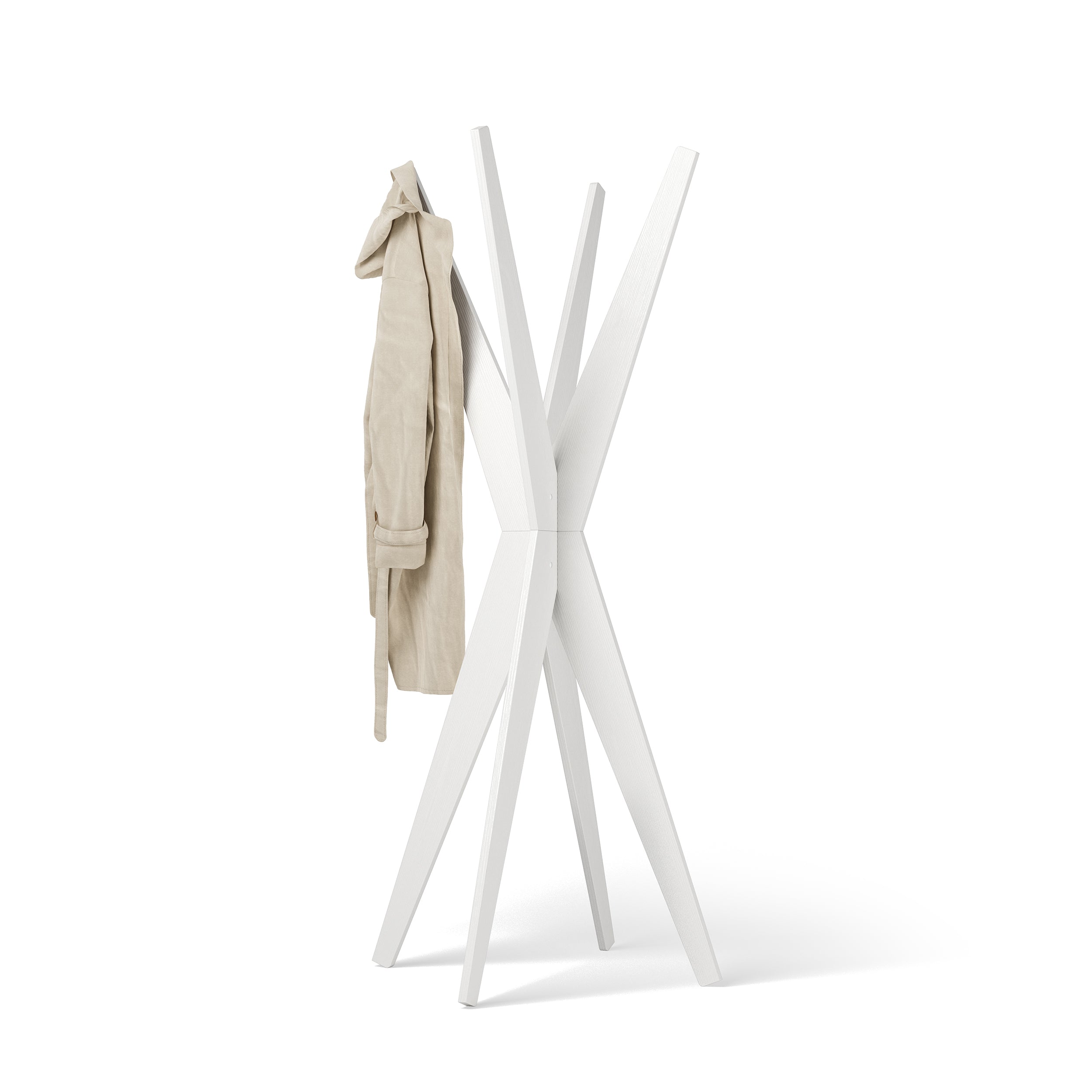 Perchero de pie Emma, color Fresno blanco