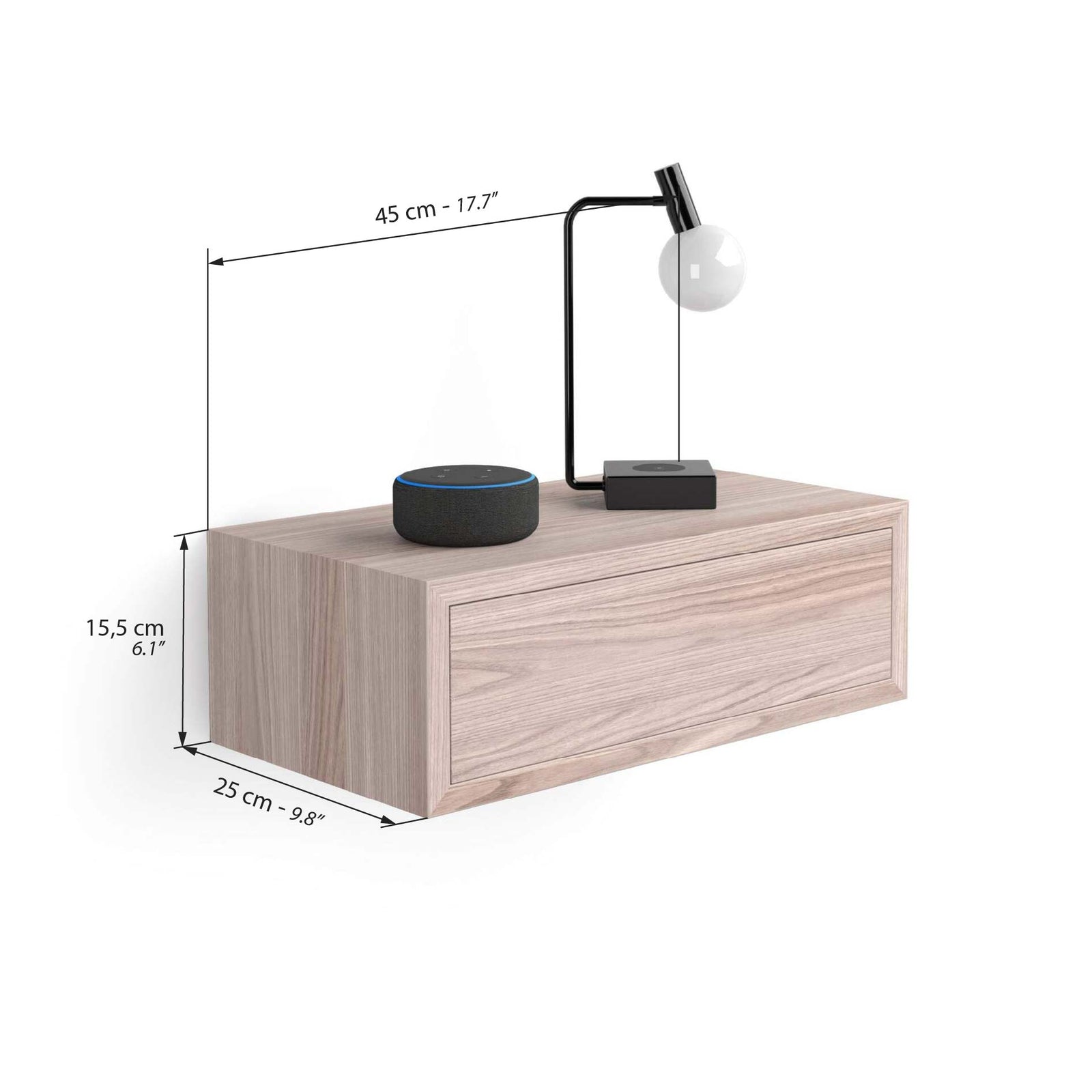 Table de chevet suspendue Riccardo, Orme Perle - Immagine tecnica 1
