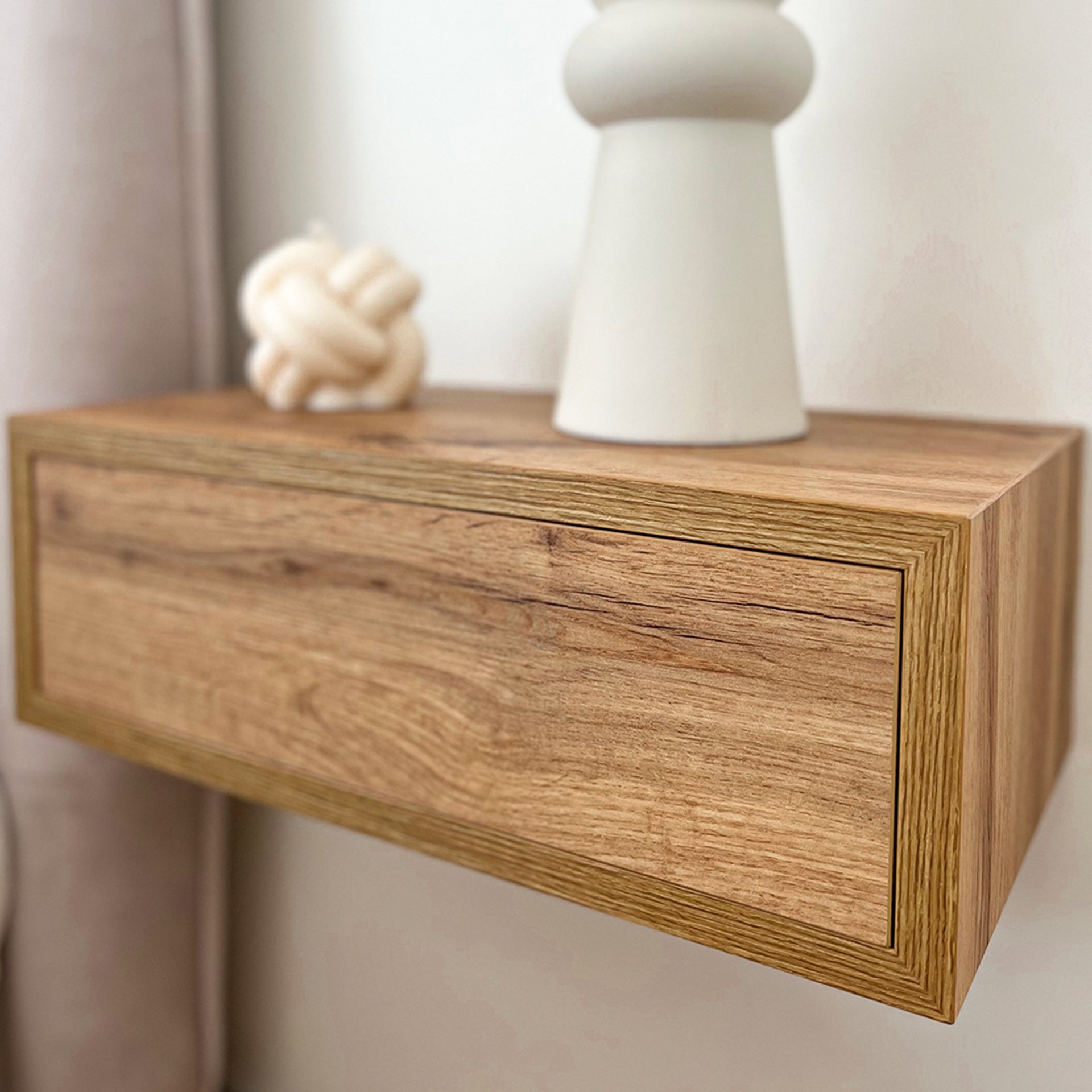 Riccardo Wall bedside table, Rustic Oak - Set image 6