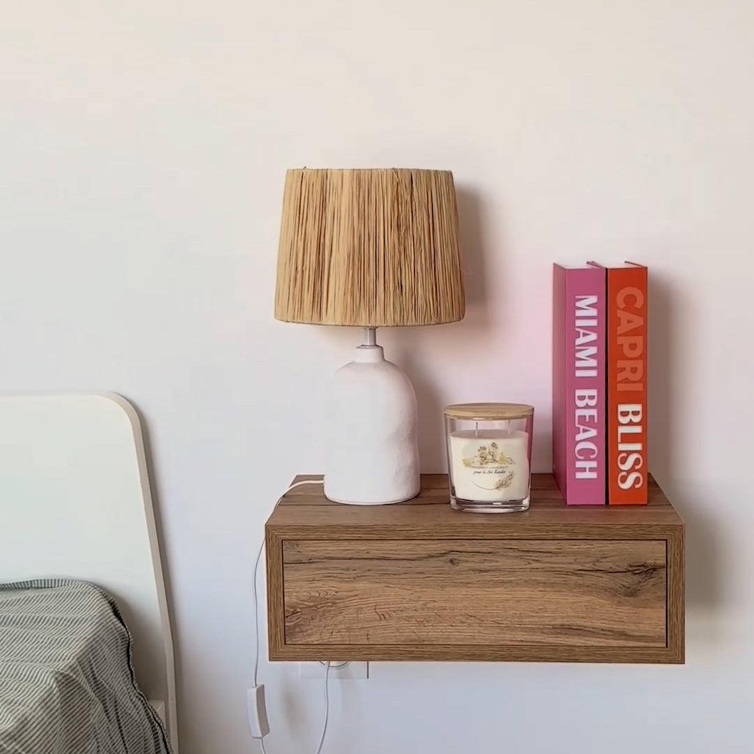 Riccardo Wall bedside table, Rustic Oak