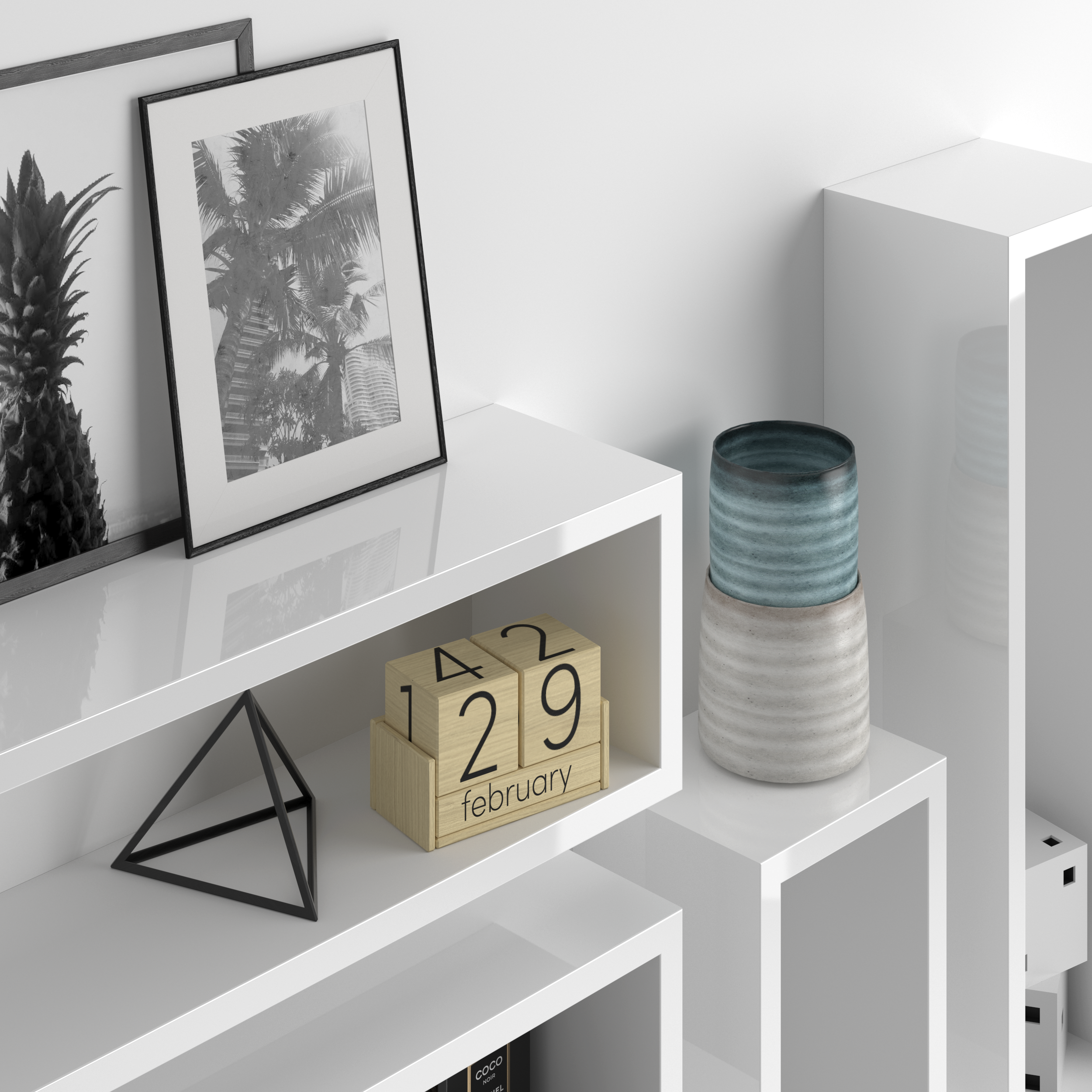 Set of 4 Iacopo cube wall units, High Gloss White