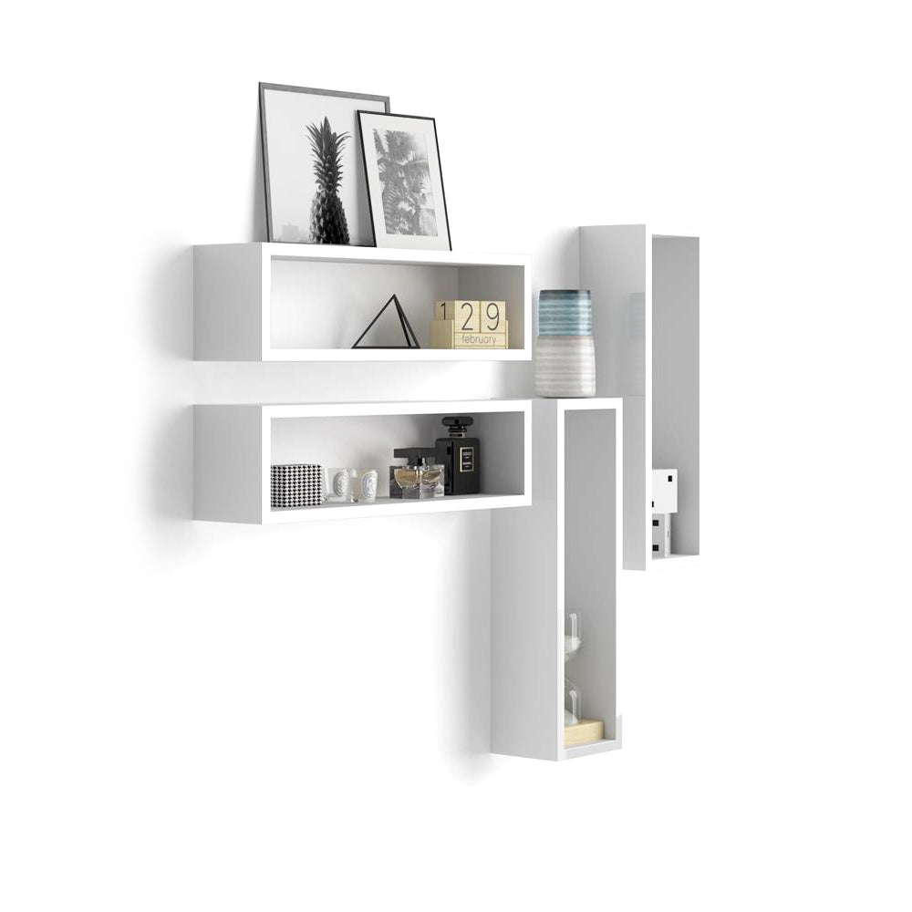 Set of 4 Iacopo cube wall units, High Gloss White