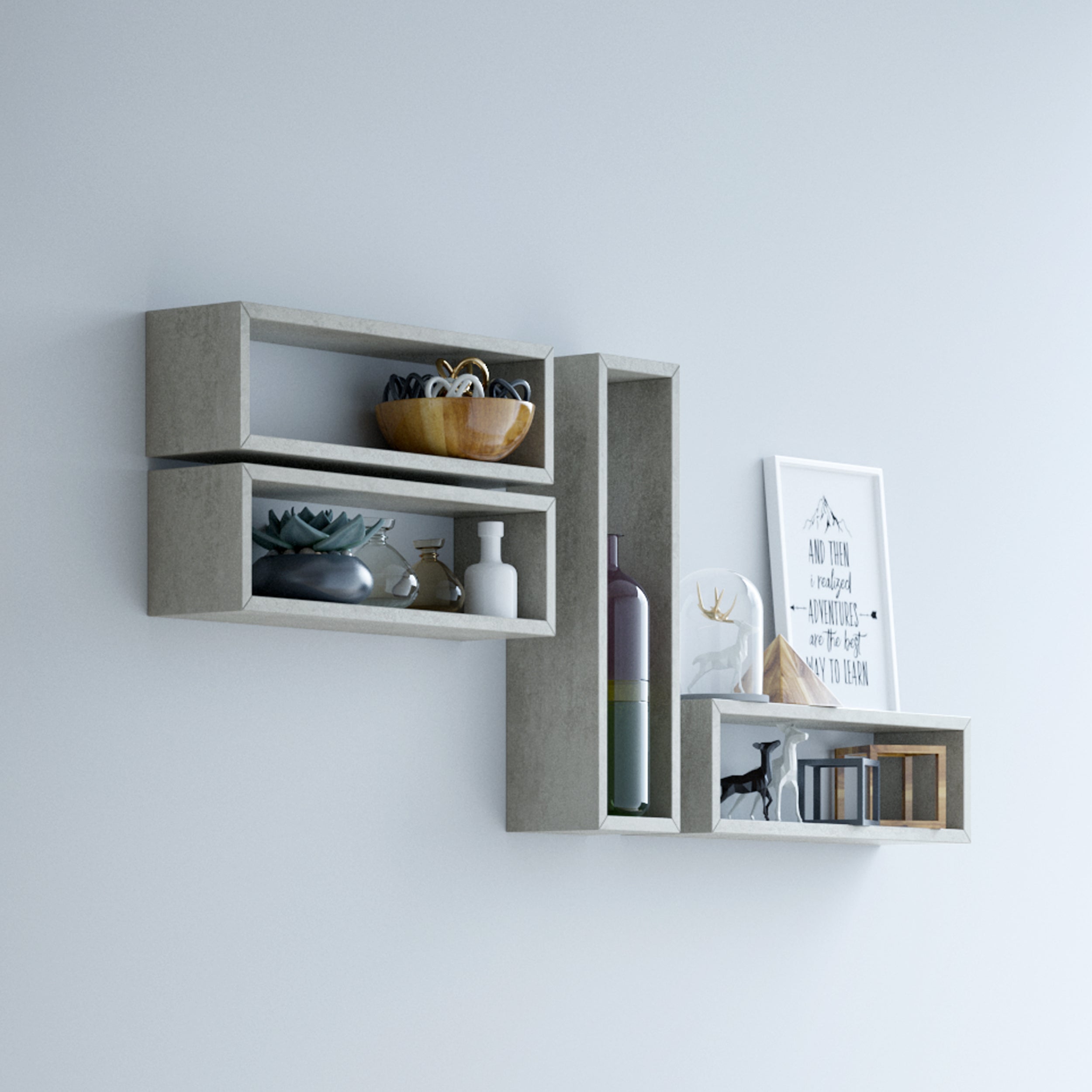 Set di 4 Cubi da parete Iacopo, Quercia - Immagine ambientata 1