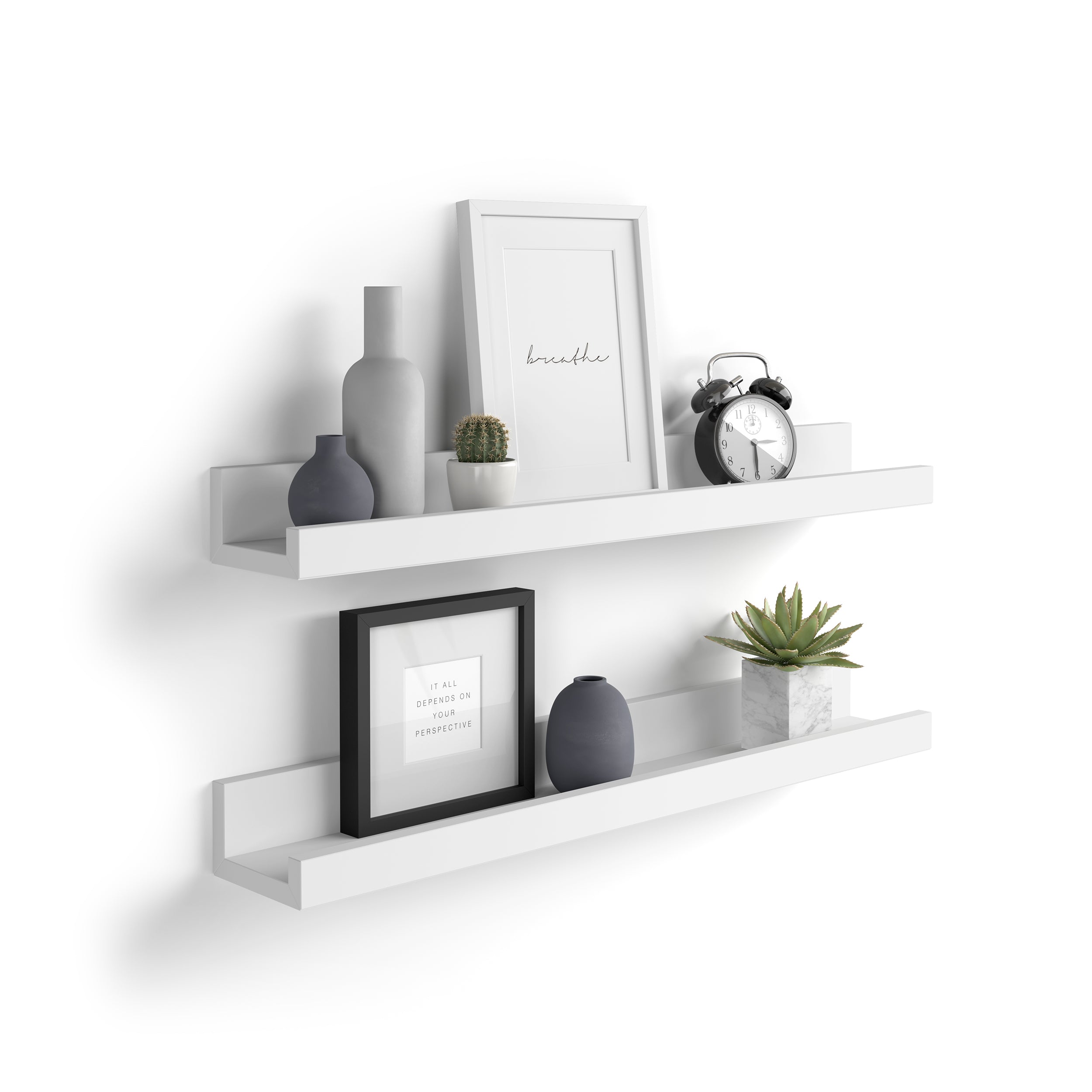 Set of 2 First picture shelves, 23.62 in, Matt White