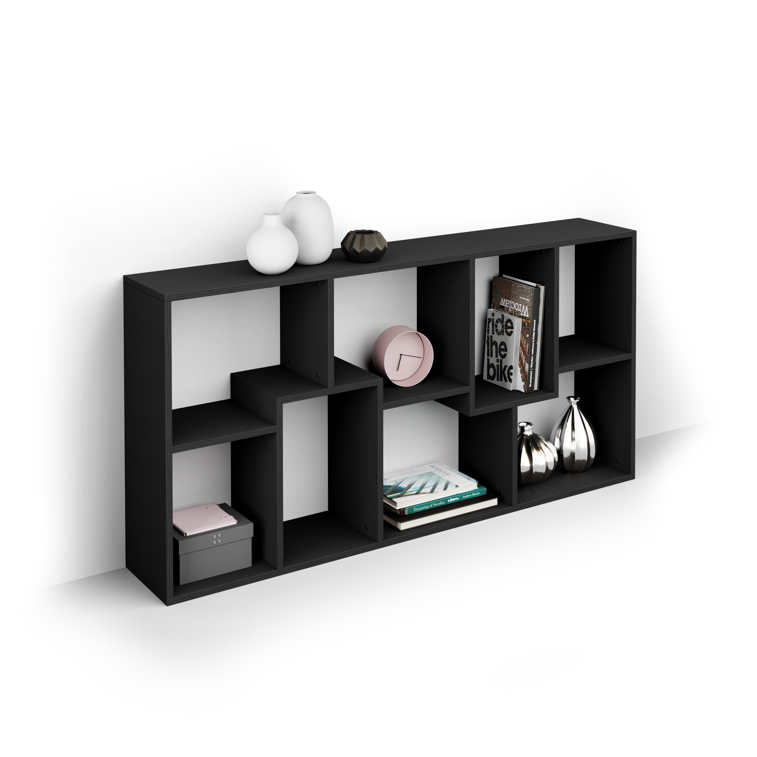 Niska biblioteczka XS Iacopo (160,8 x 80 cm), Czarny Jesion
