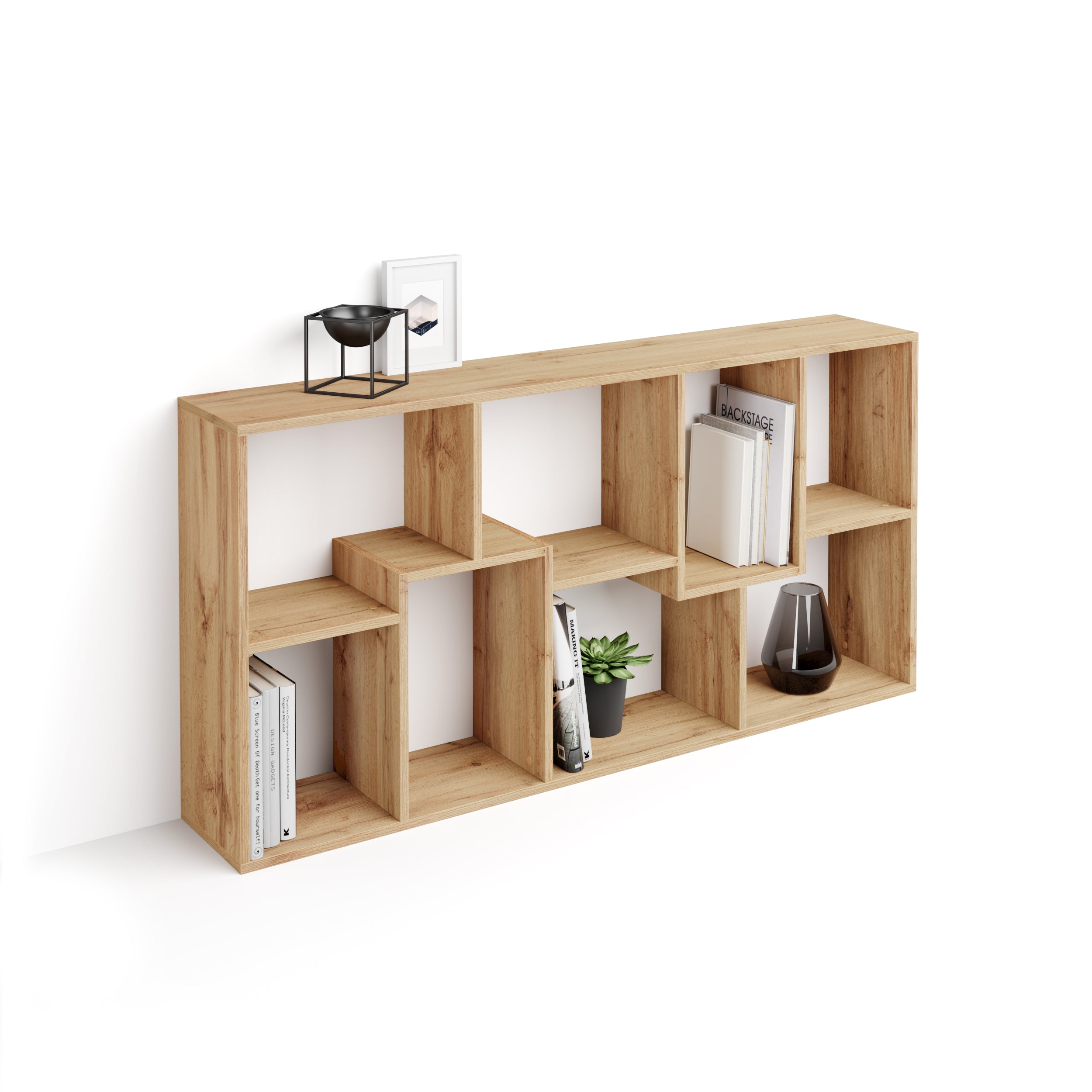 Iacopo XS, niedriges Bücherregal (160,8 x 80 cm), rustikale Eiche