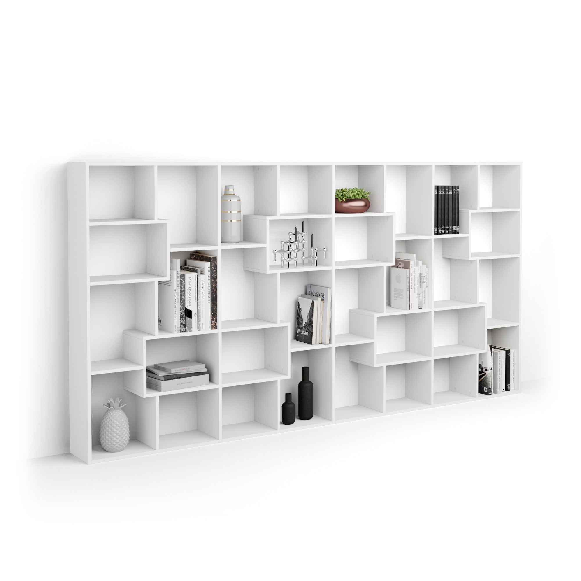 Iacopo L-Bücherregal (160,8 x 314,6 cm), Esche, Weiß