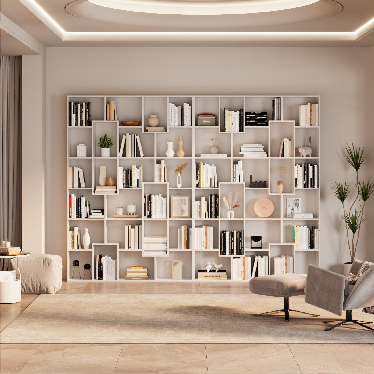 Libreria a parete XL Iacopo (321,6 x 236,4 cm), Bianco Frassino - Immagine ambientata 2