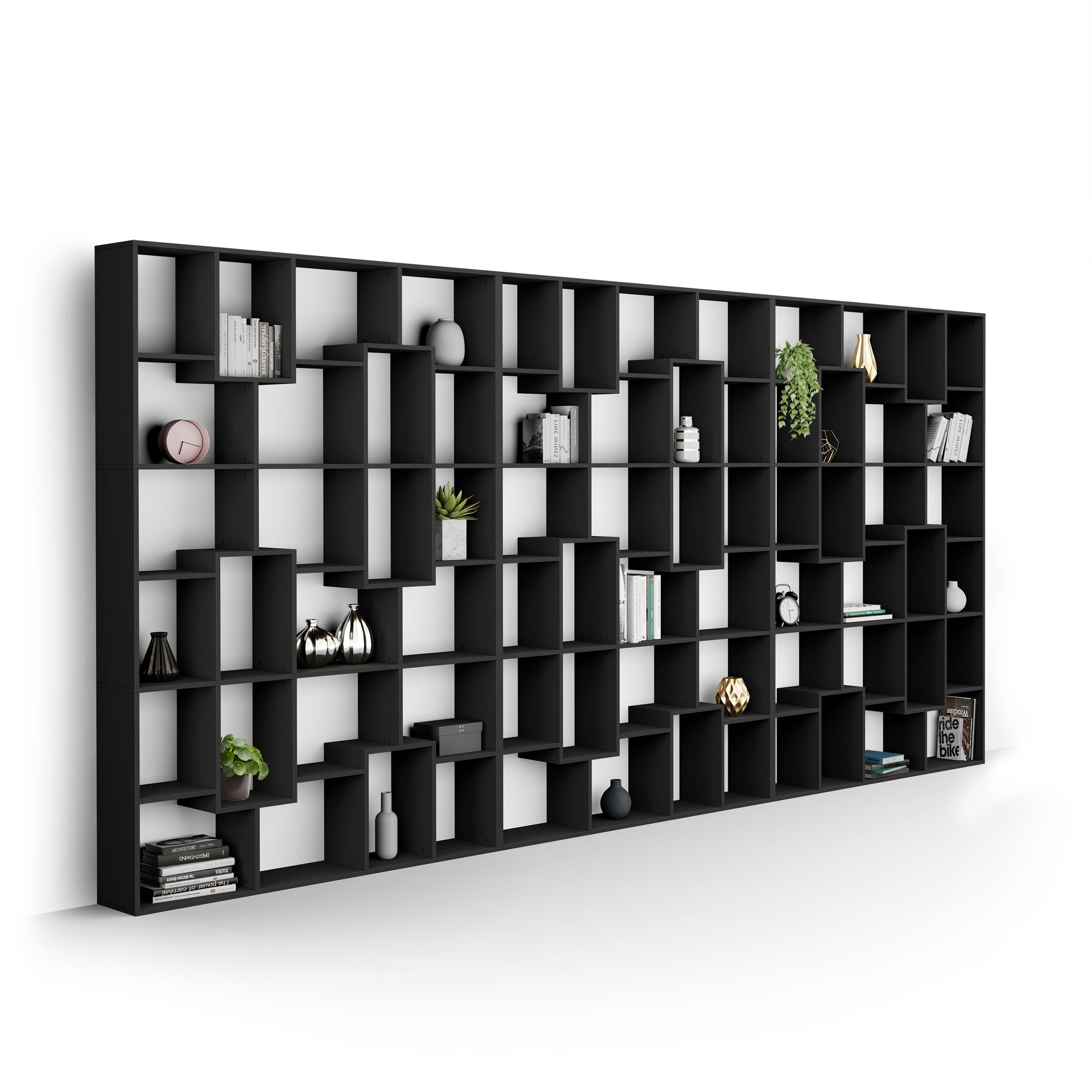 Iacopo XXL Bücherregal (482,4 x 236,4 cm), Esche, Schwarz