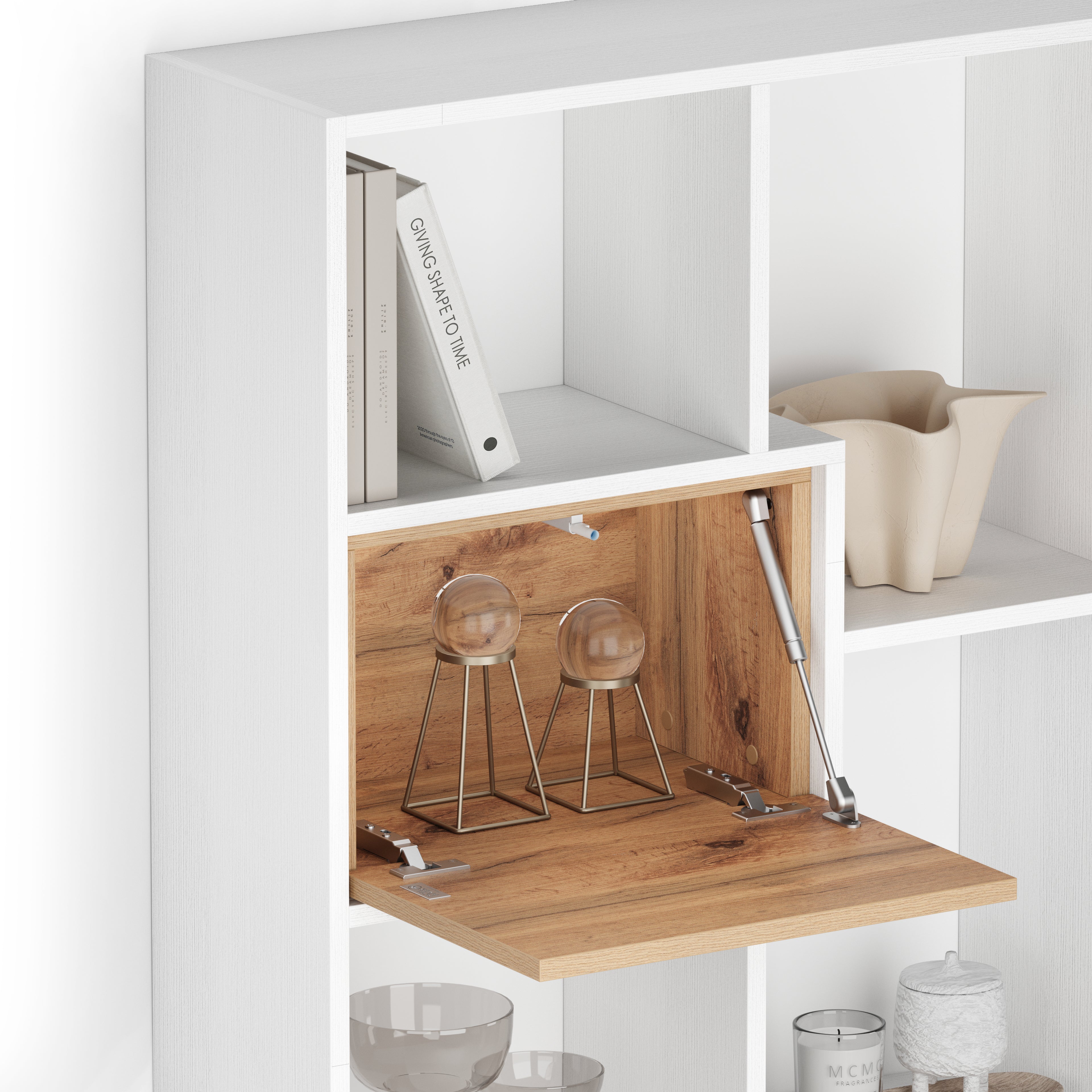 Libreria M Iacopo Bianco Frassino con ante Rovere Rustico (160,8 x 236,4 cm) - Immagine dettaglio 2