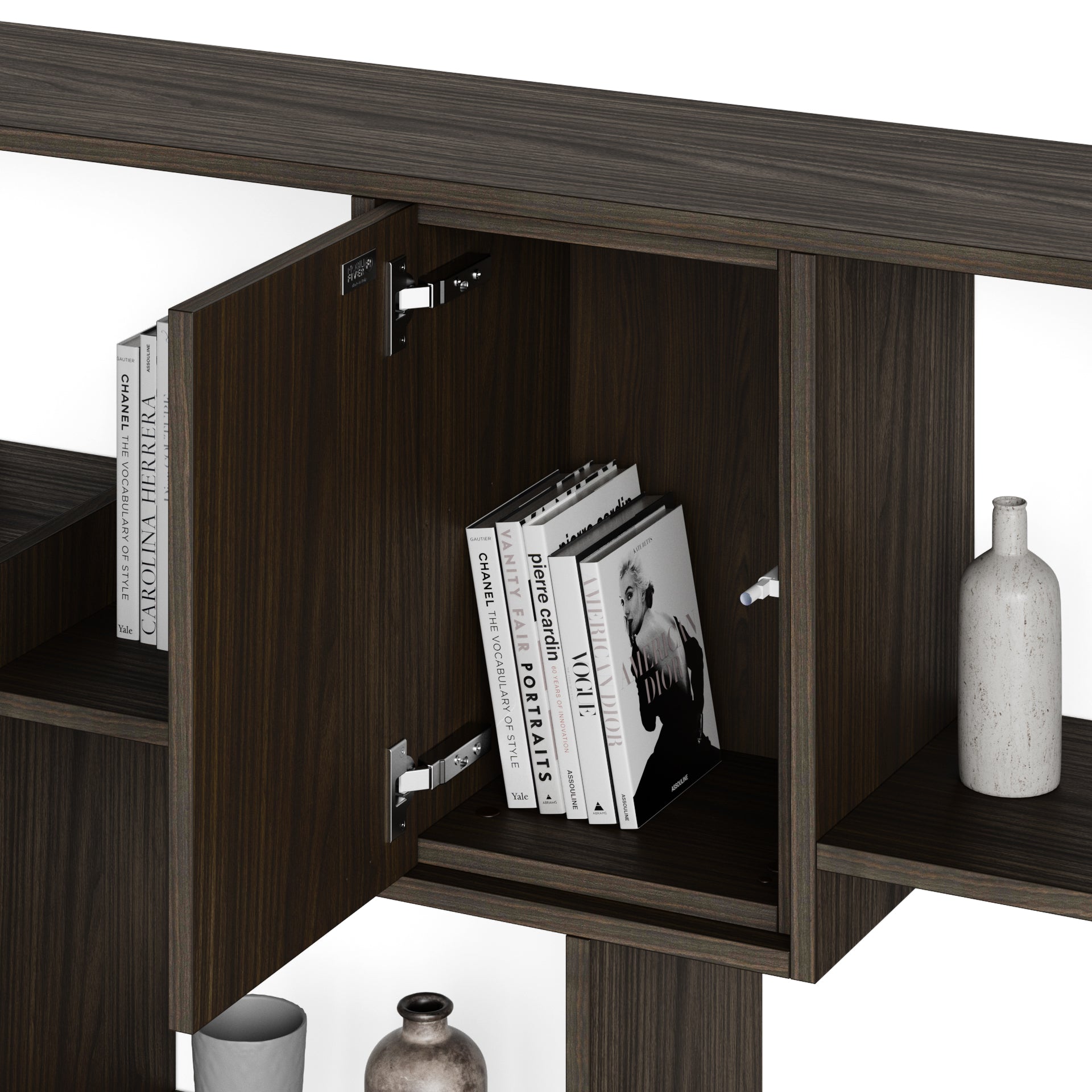 Bücherregal XL Iacopo mit Türen (321,6 x 236,4 cm), Nussbaum Dunkel