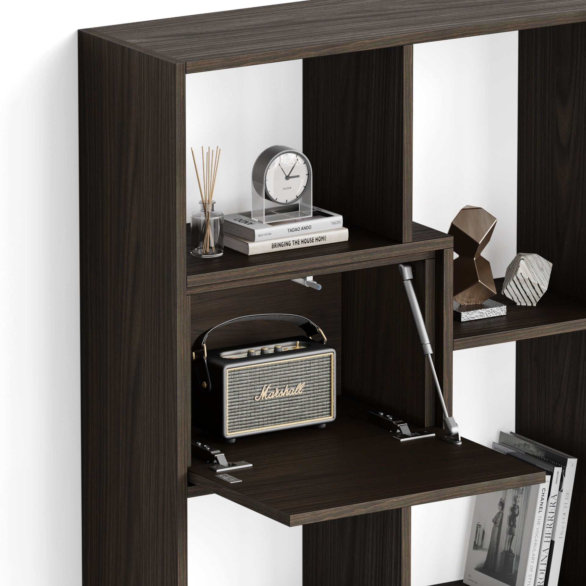 Iacopo XS Bookcase with panel doors (63.31 x 31.5 in), Dark Walnut - Detail image 3