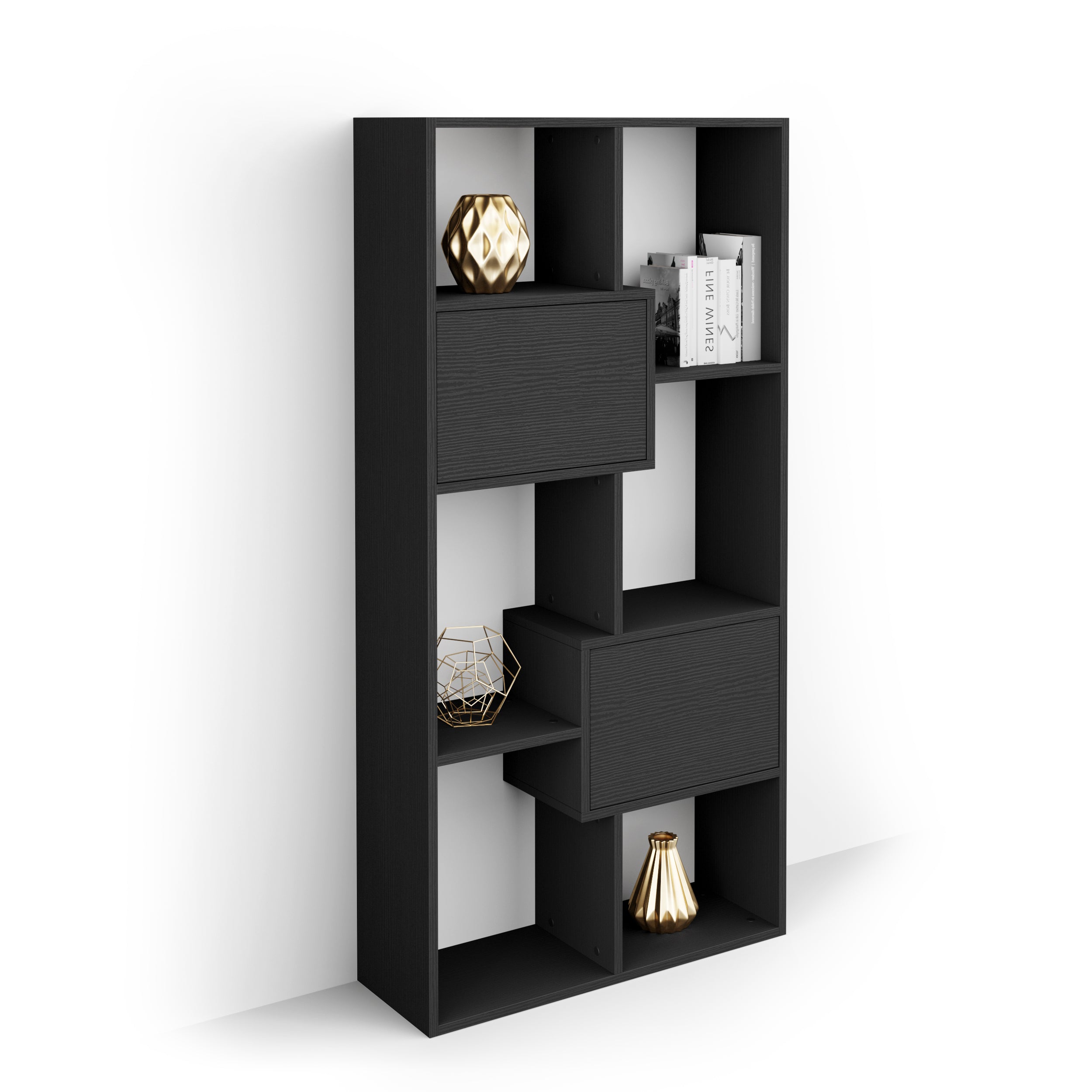Libreria bassa XS Iacopo con ante (160,8 x 80 cm), Nero Frassino - Immagine principale