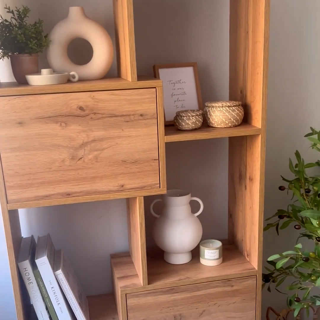 Iacopo XS Bookcase with panel doors (160.8 x 80 cm), Rustic Oak