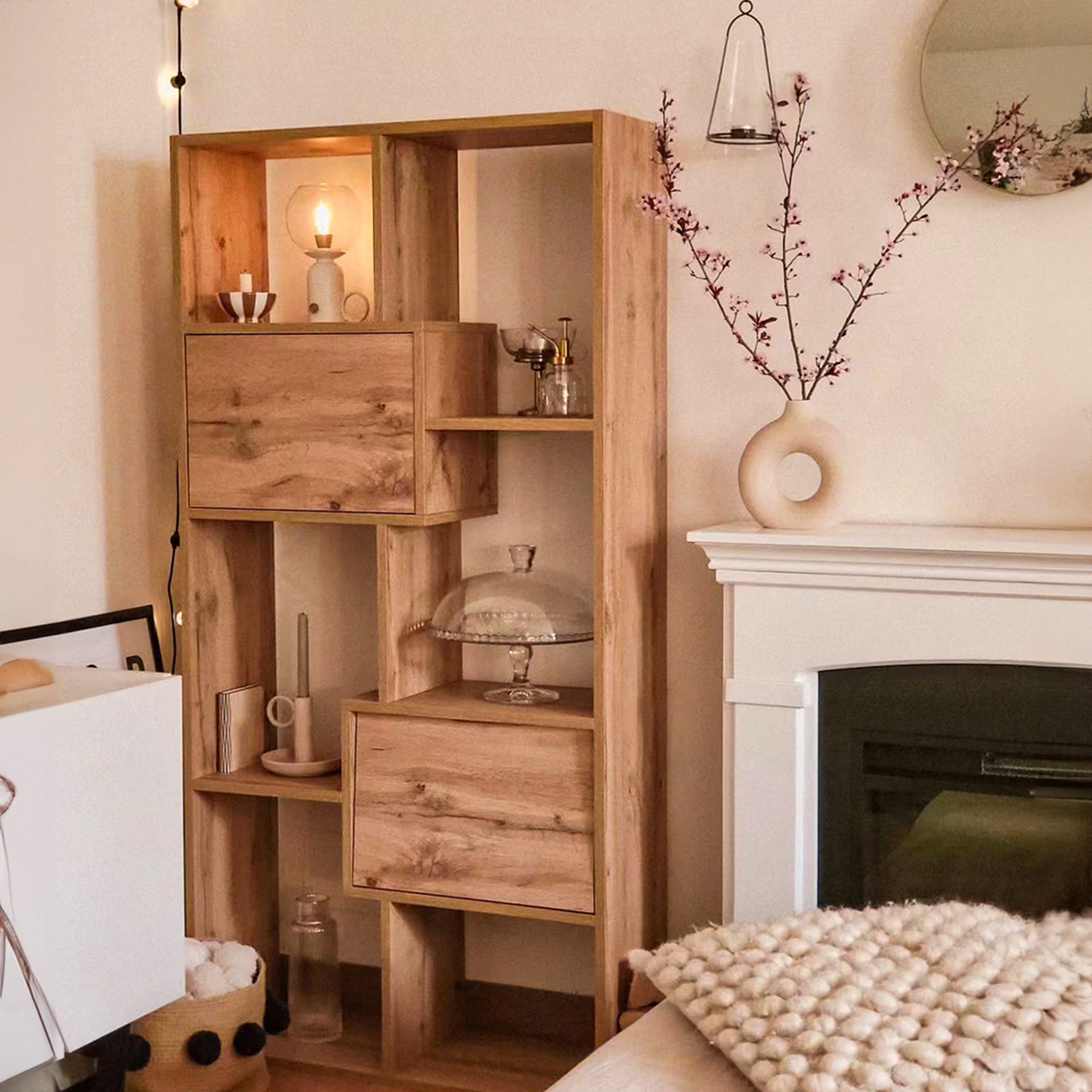 Iacopo XS Bookcase with panel doors (160.8 x 80 cm), Rustic Oak - Set image 2