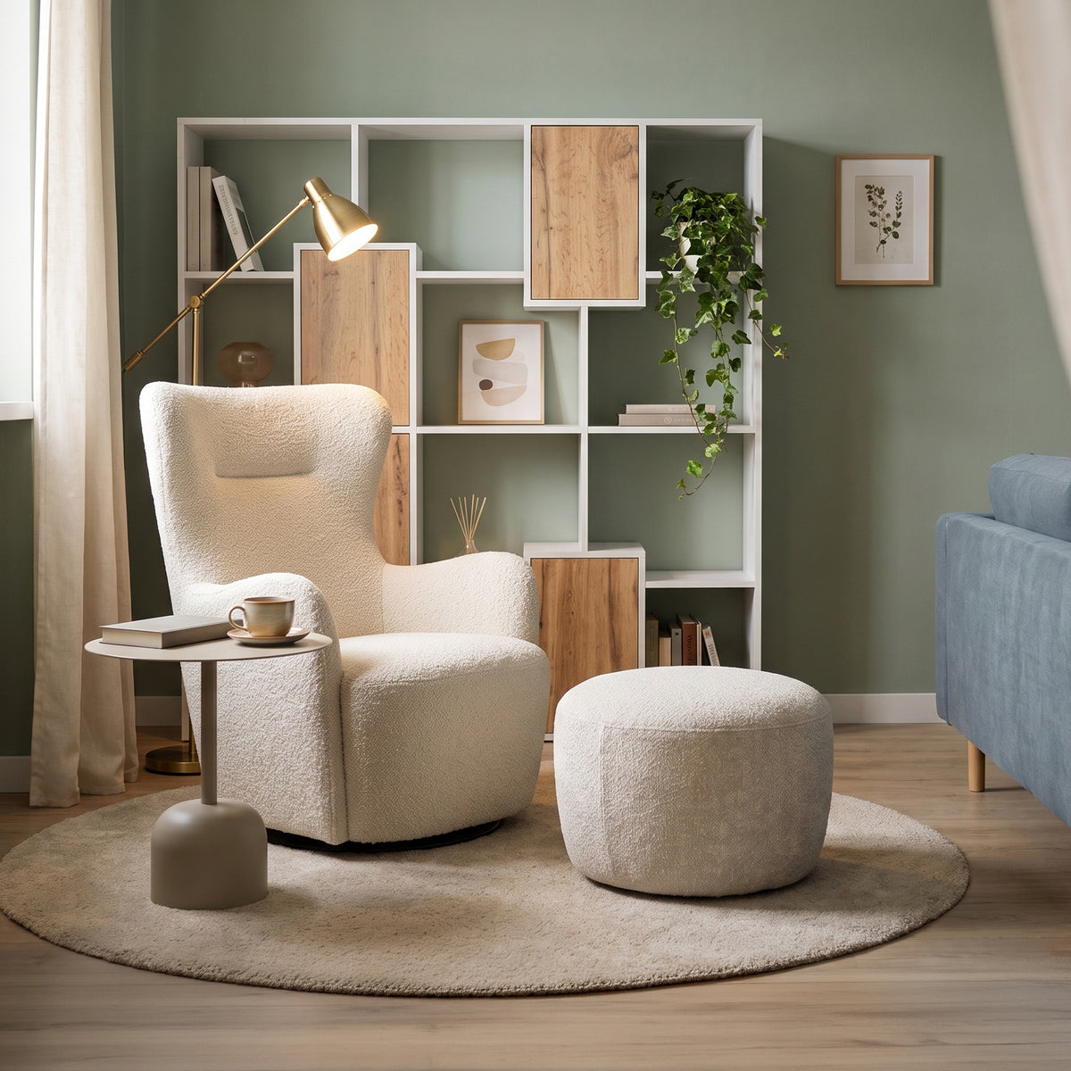 Iacopo S Bookcase Ashwood White with Rustic Oak Doors (160,8 x 158,2 cm) - Set image 1