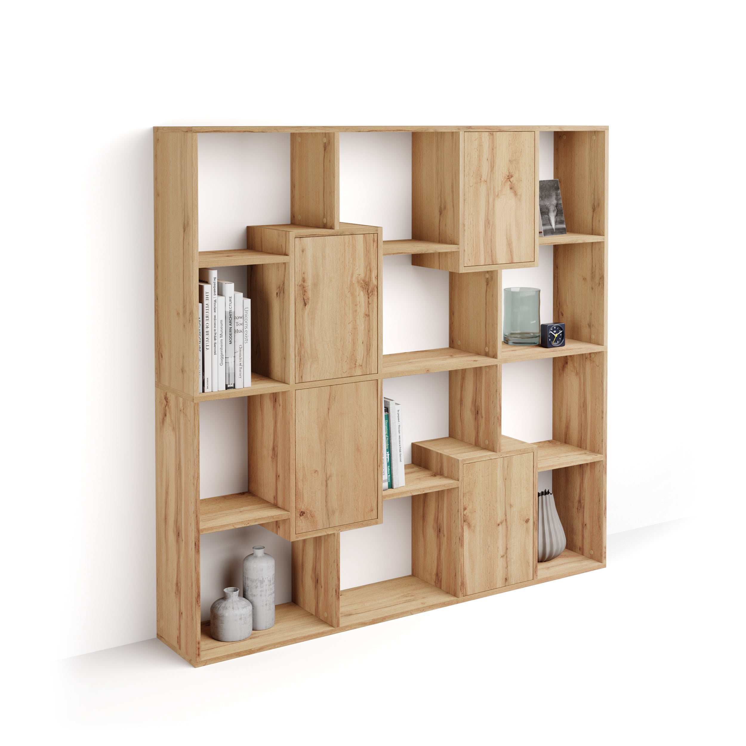 Boekenkast S Iacopo met deuren (160,8 x 158,2 cm), Rustiek Eiken