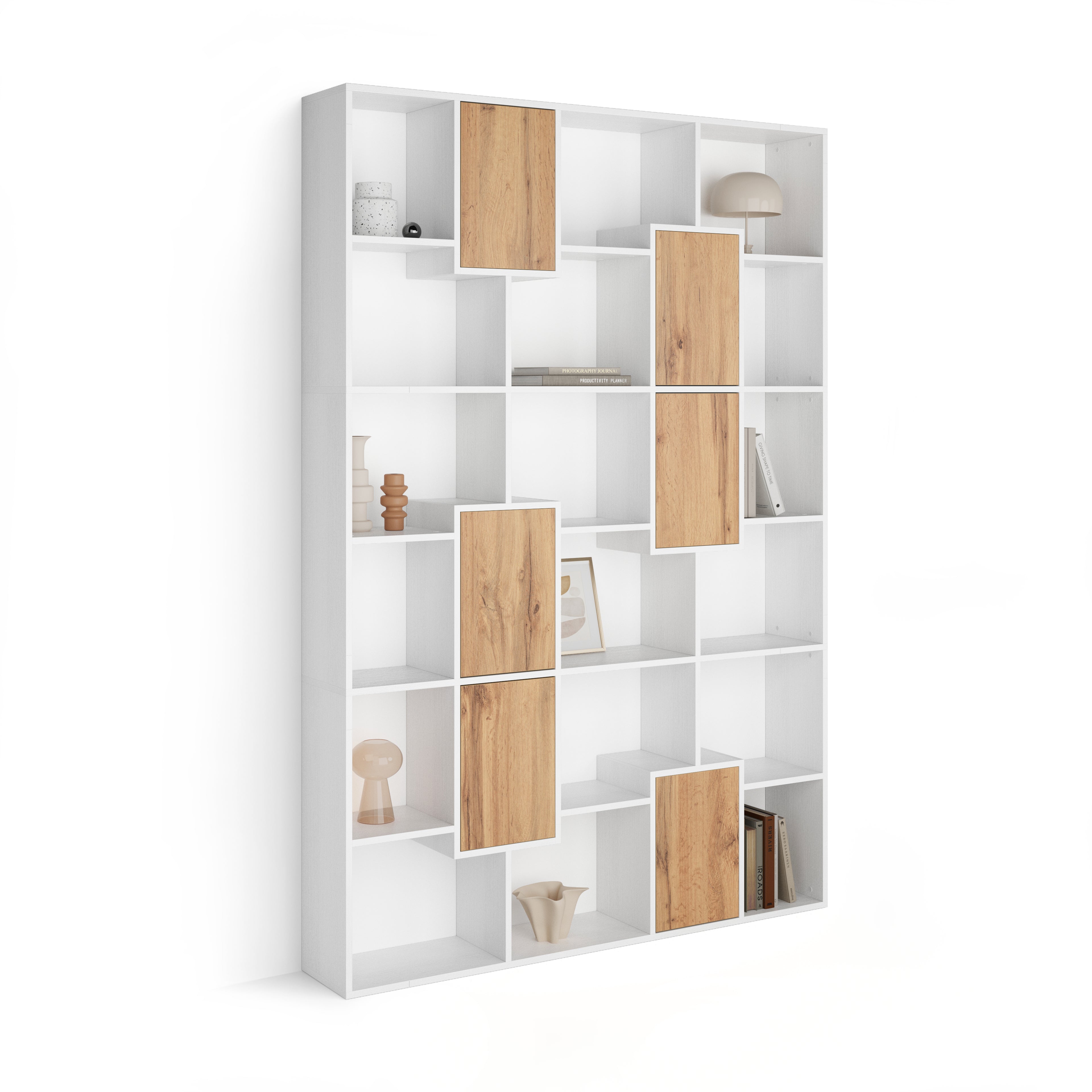Libreria M Iacopo Bianco Frassino con ante Rovere Rustico (160,8 x 236,4 cm) - Immagine principale