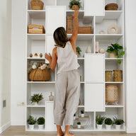 Iacopo M Bookcase with panel doors (160.8 x 236.4 cm), Ashwood White