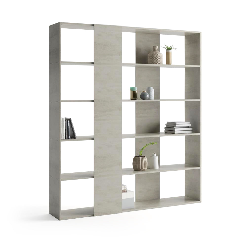 Rachele modernes Bücherregal, grauer Beton