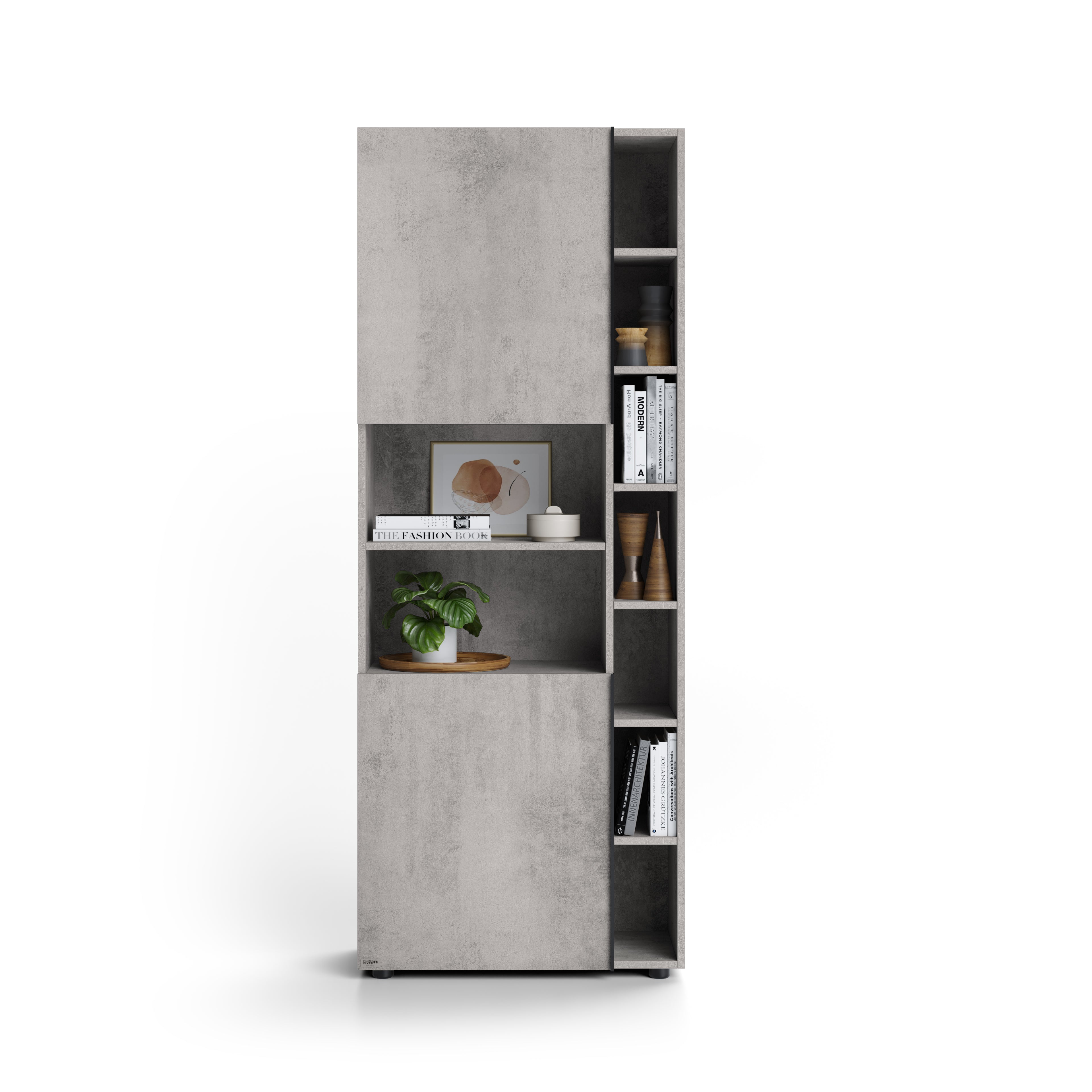 Modulares Bücherregal Romina (76,8 x 200 cm), Grauer Beton - Detail image 2