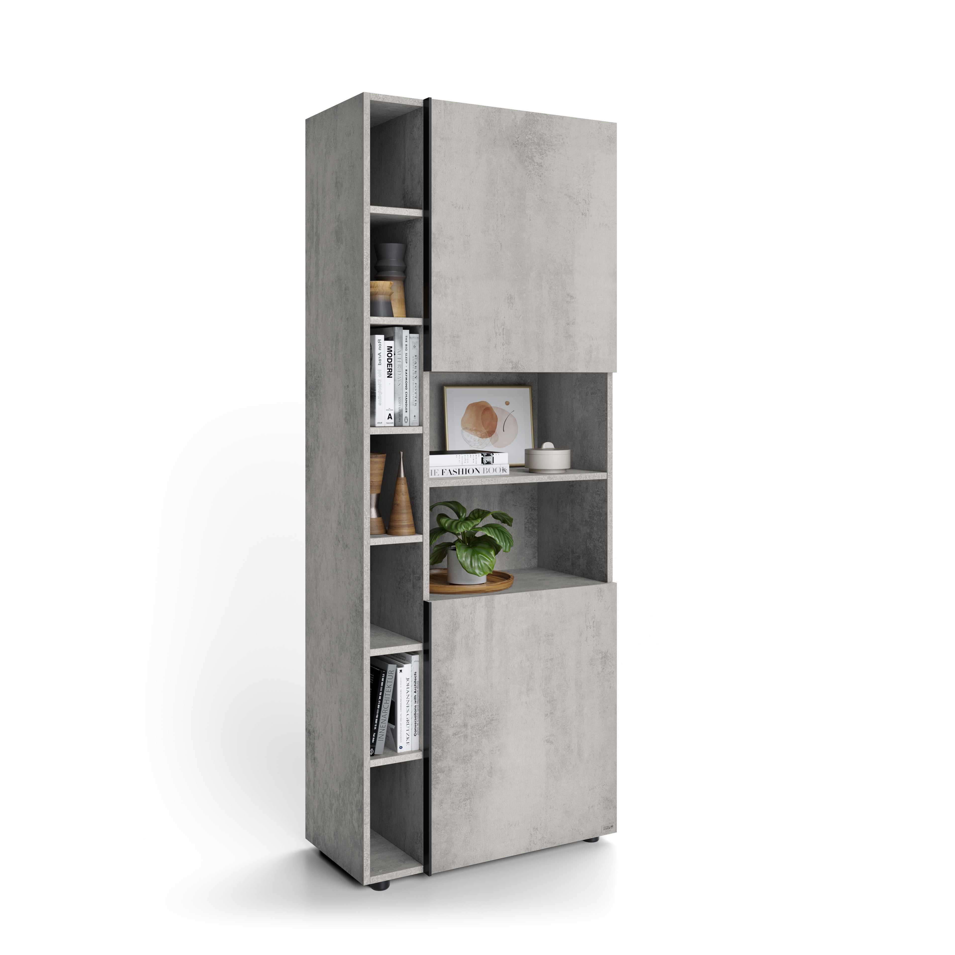 Modulares Bücherregal Romina (76,8 x 200 cm), Grauer Beton - Detail image 3