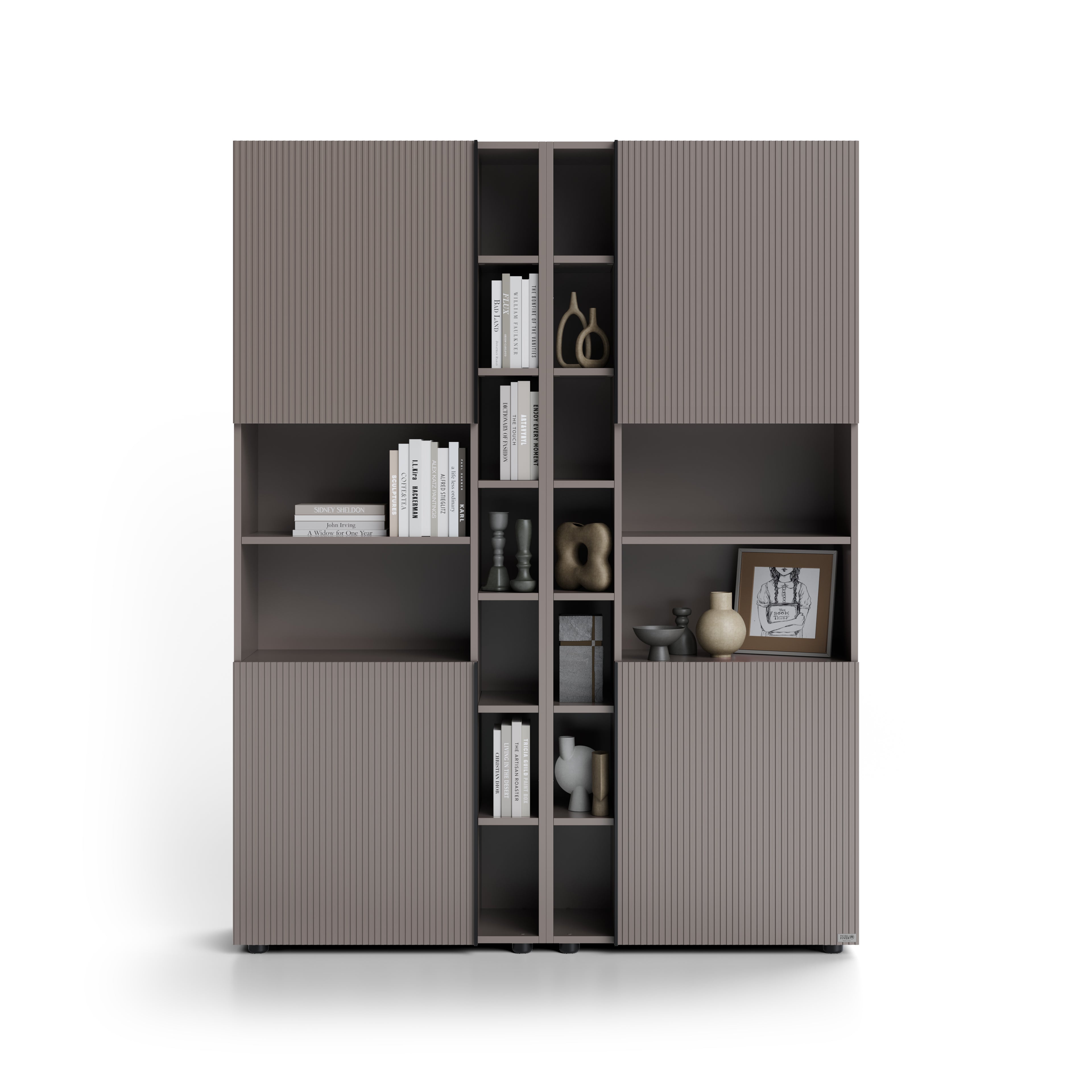 Modulares Bücherregal Romina mit gerillten Türen (153,6 x 200 cm), Kobaltgrau - Detail image 1