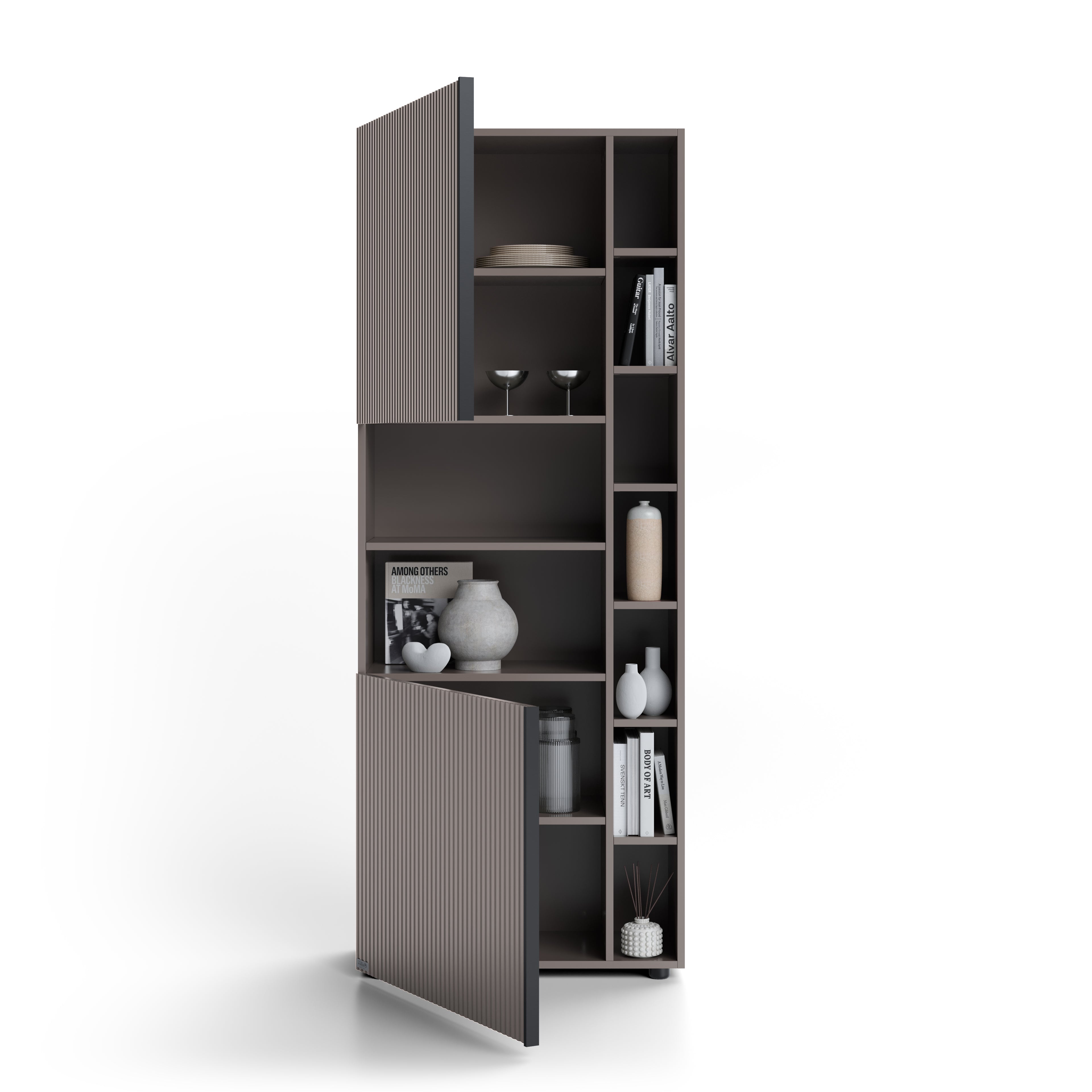 Modulares Bücherregal Romina mit gerillter Tür (76,8 x 200 cm), Kobaltgrau - Detail image 2
