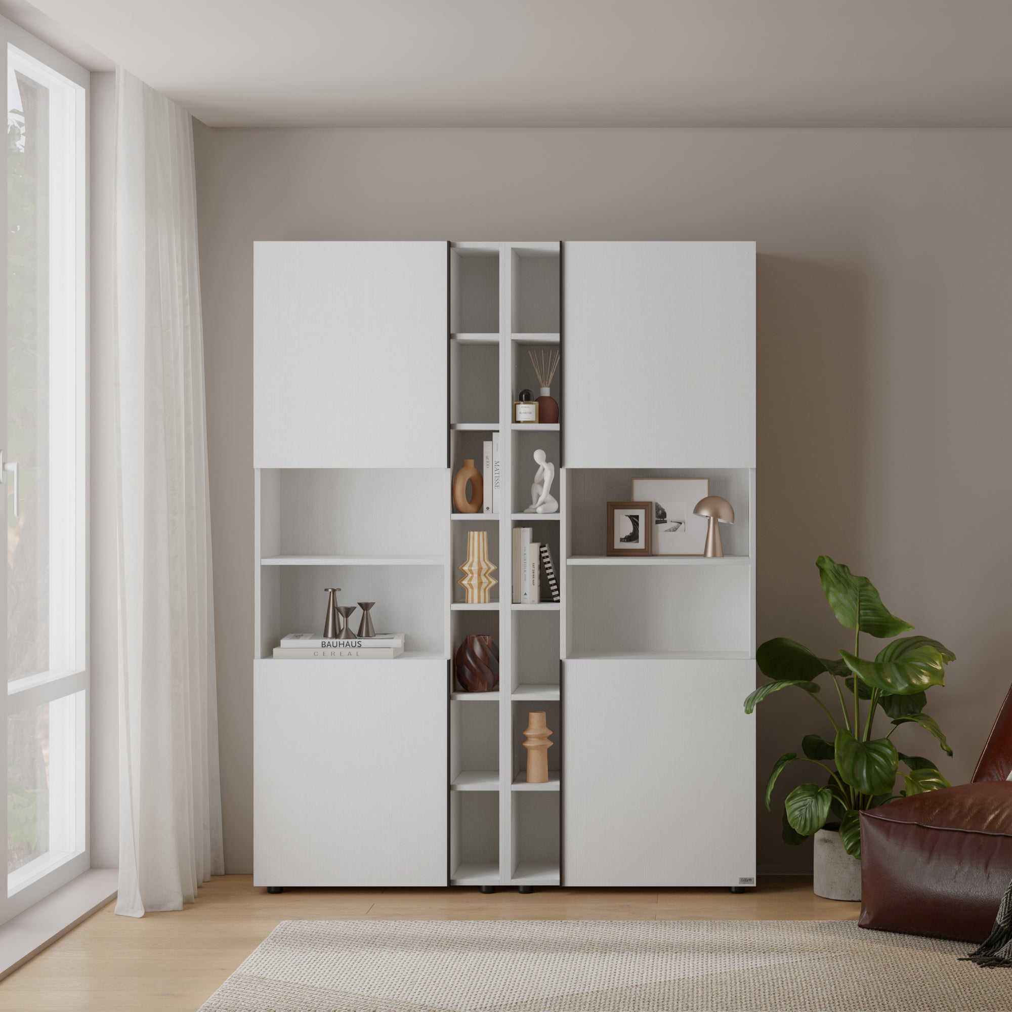 Romina Modular Bookcase (153,6 x 200 cm), Ashwood White - Set image 1