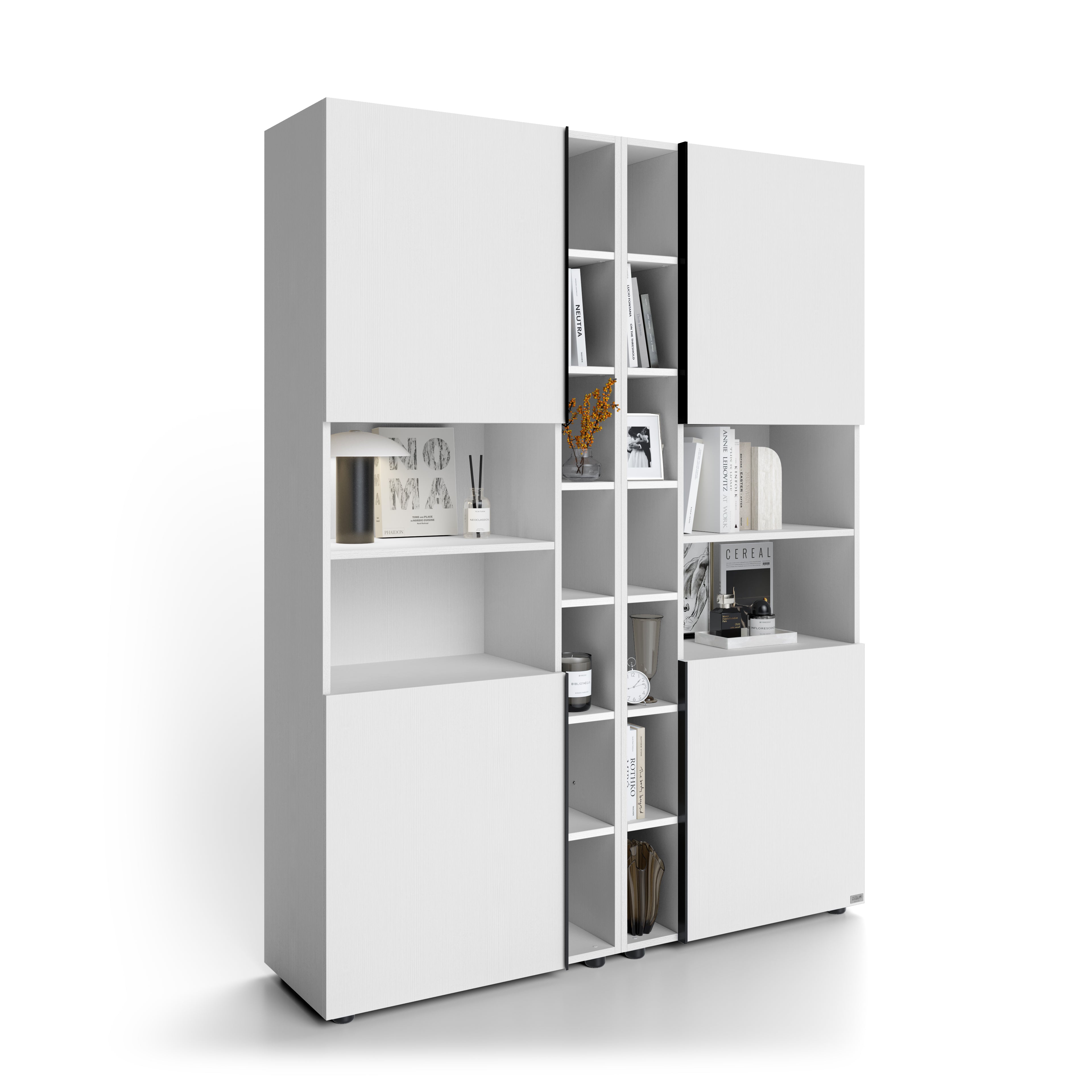 Romina Modular Bookcase (153,6 x 200 cm), Ashwood White - Main image