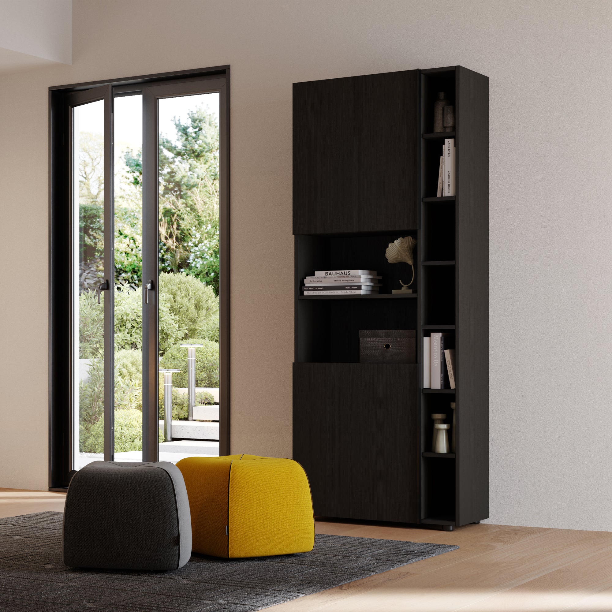 Modulares Bücherregal Romina (76,8 x 200 cm), Esche Schwarz - Set image 1