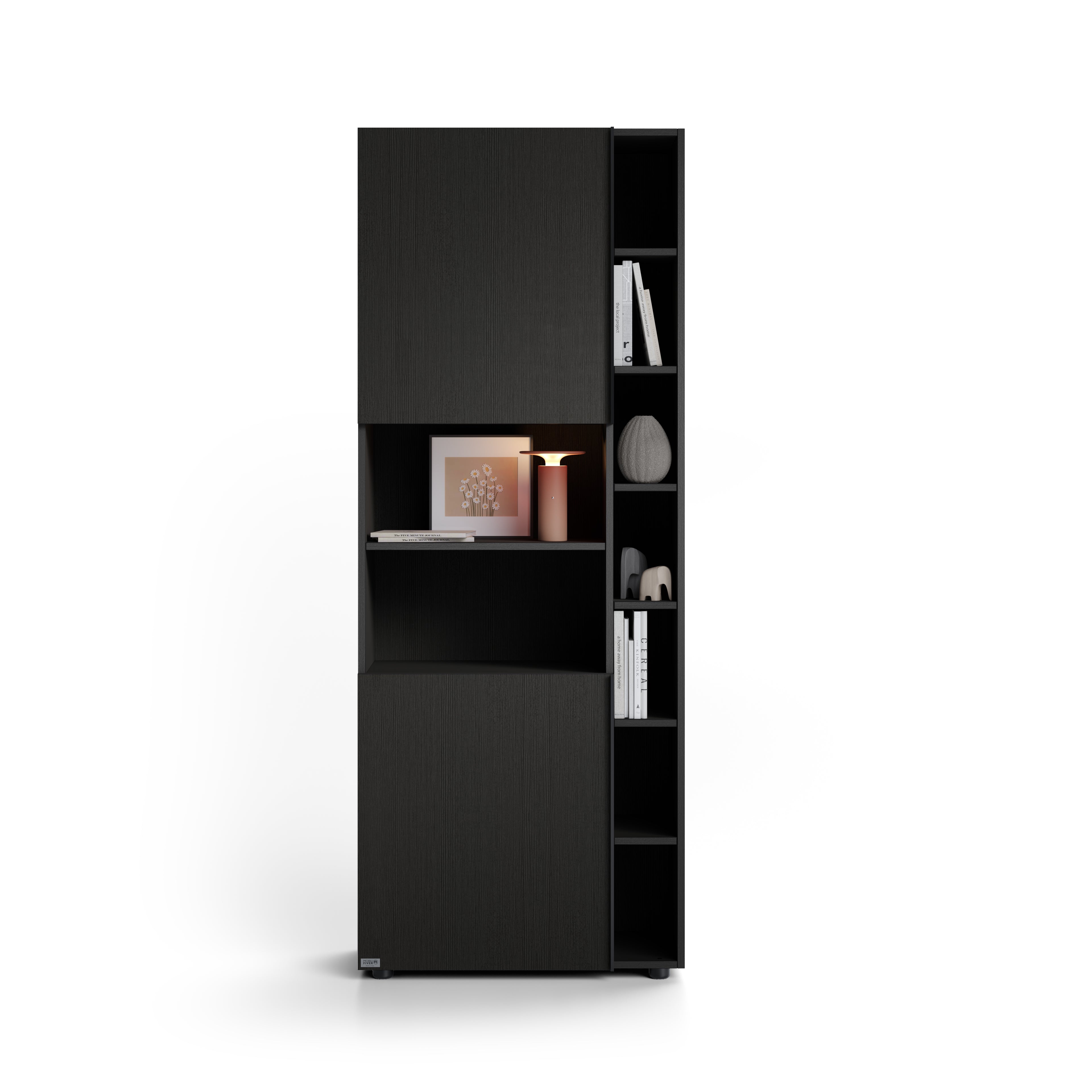 Modulares Bücherregal Romina (76,8 x 200 cm), Esche Schwarz - Detail image 2