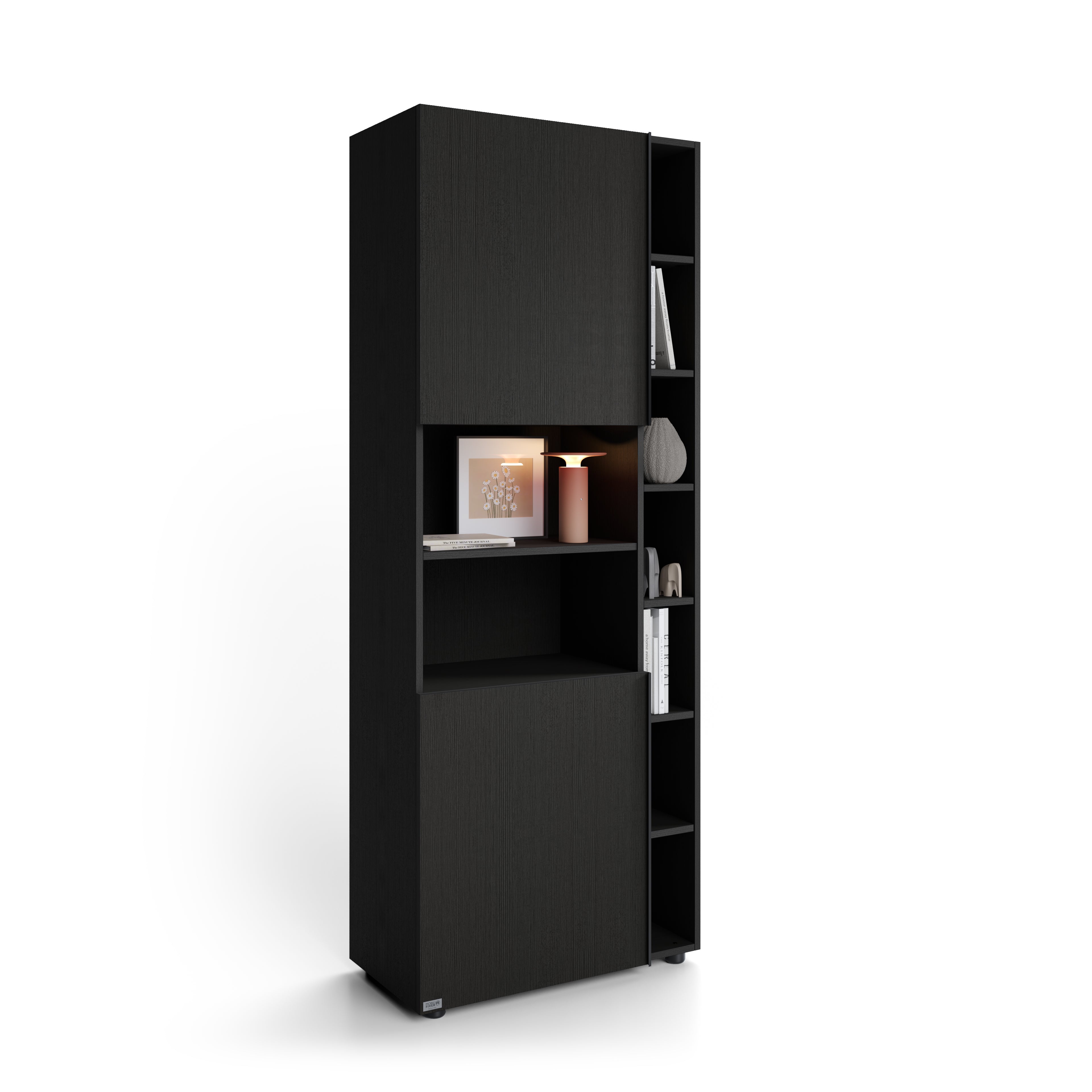 Modulares Bücherregal Romina (76,8 x 200 cm), Esche Schwarz