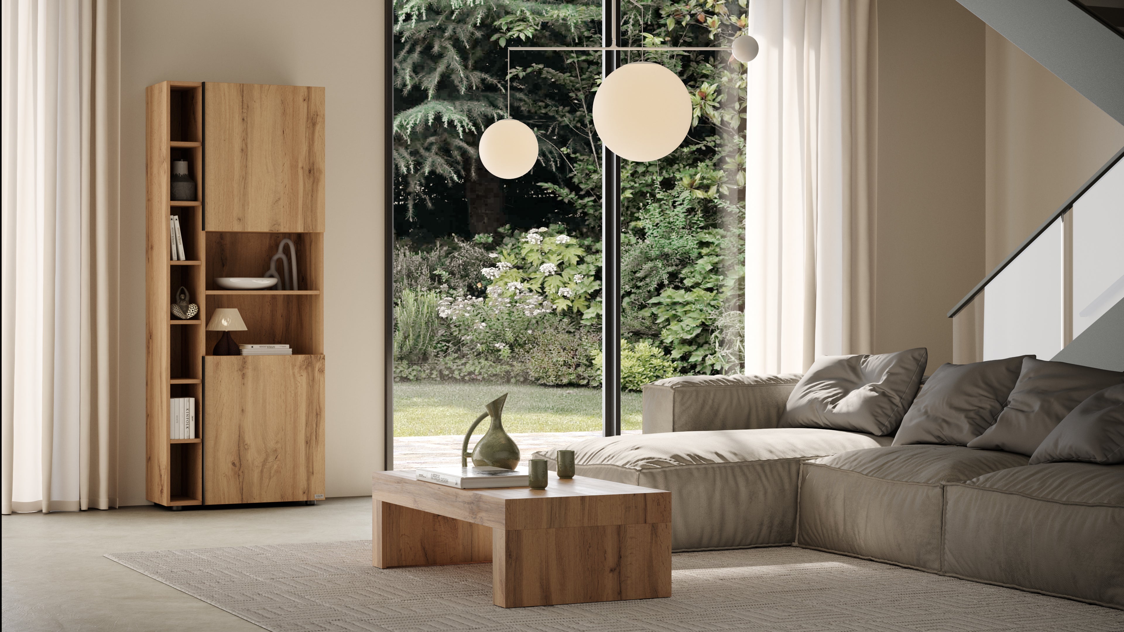 Romina Modular Bookcase (153,6 x 200 cm), Rustic Oak - Set image 1