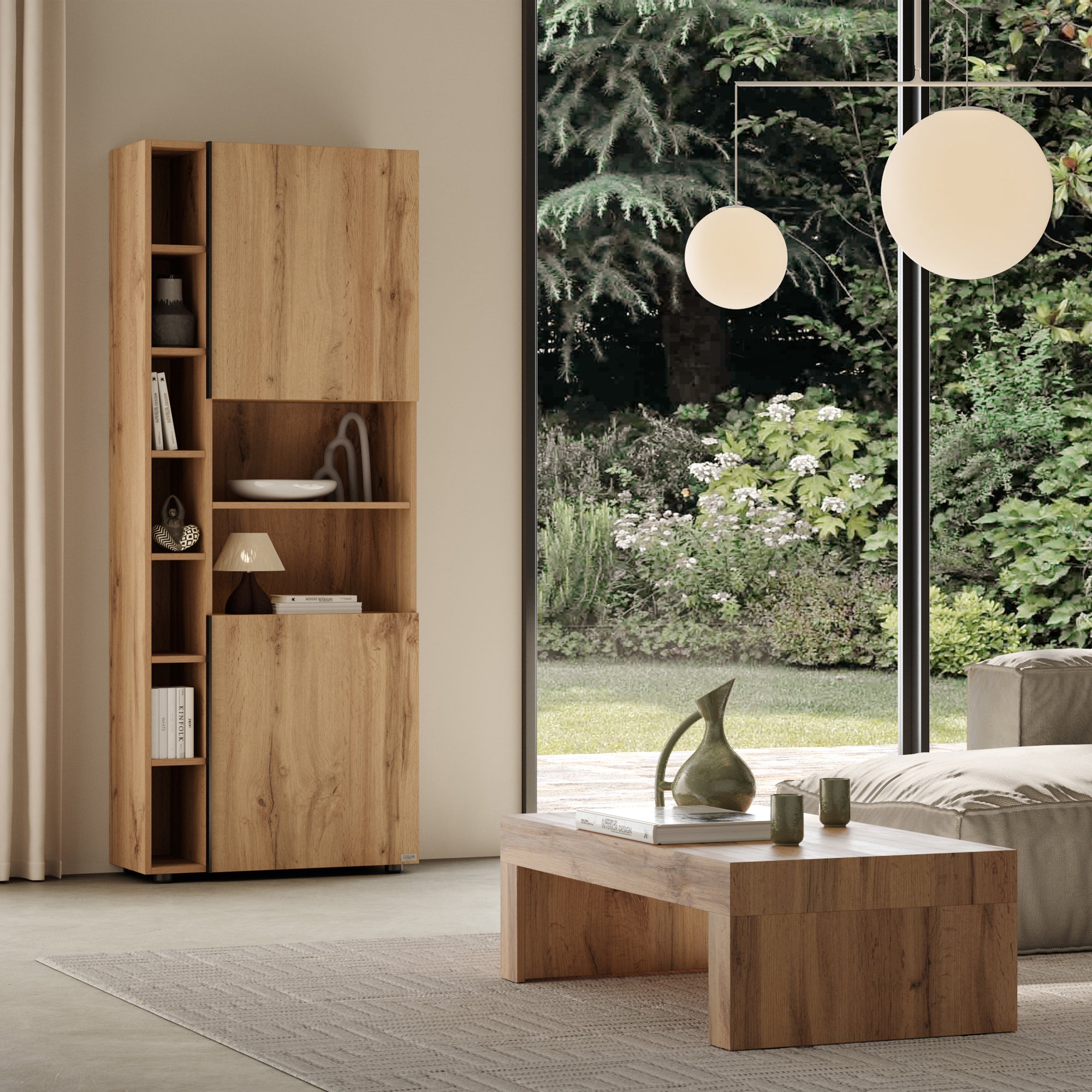 Modulares Bücherregal Romina (76,8 x 200 cm), Rustikale Eiche - Set image 1