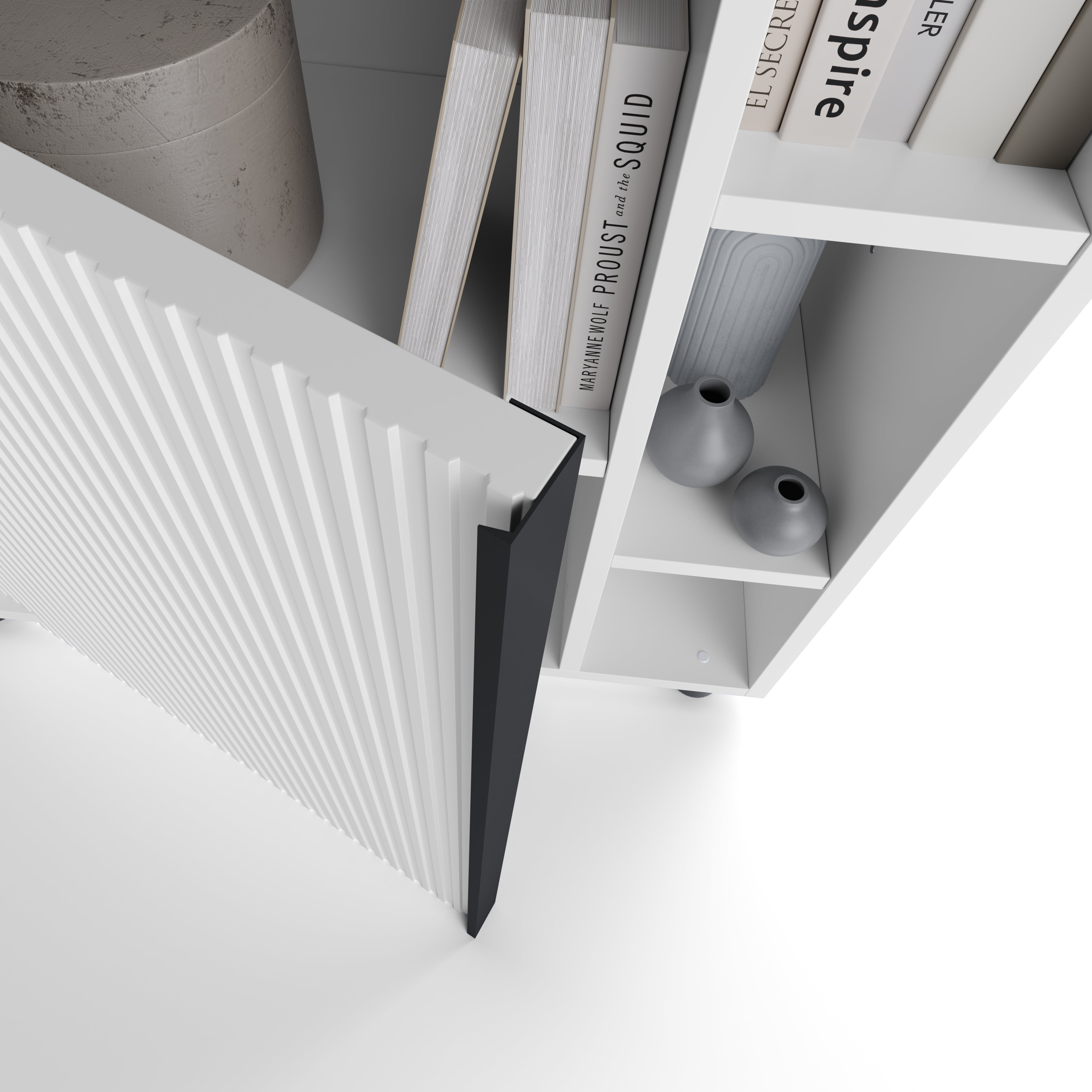 Estante Modular Romina com porta canelada (76,8 x 173,6 cm), Branco Mate - Detail image 3