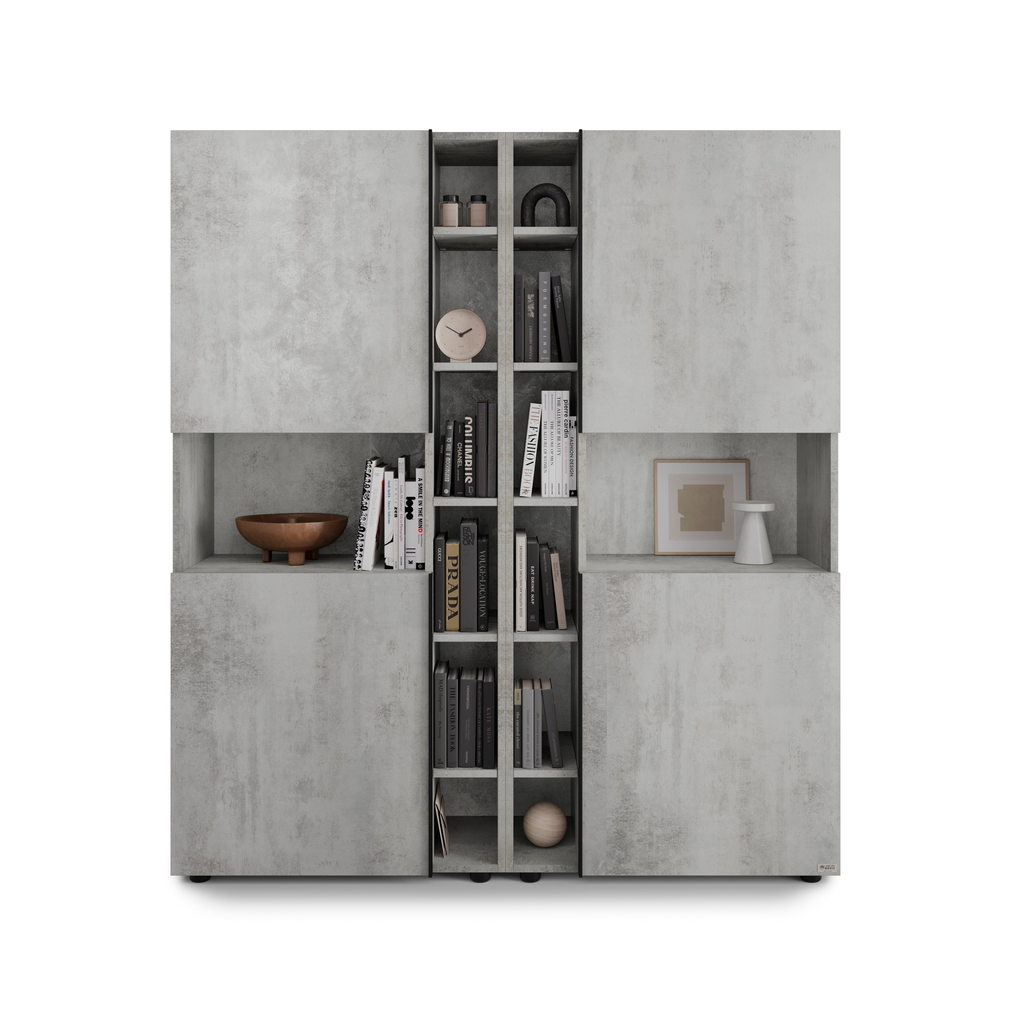 Modulares Bücherregal Romina (153,6 x 173,6 cm), Grauer Beton - Detail image 1