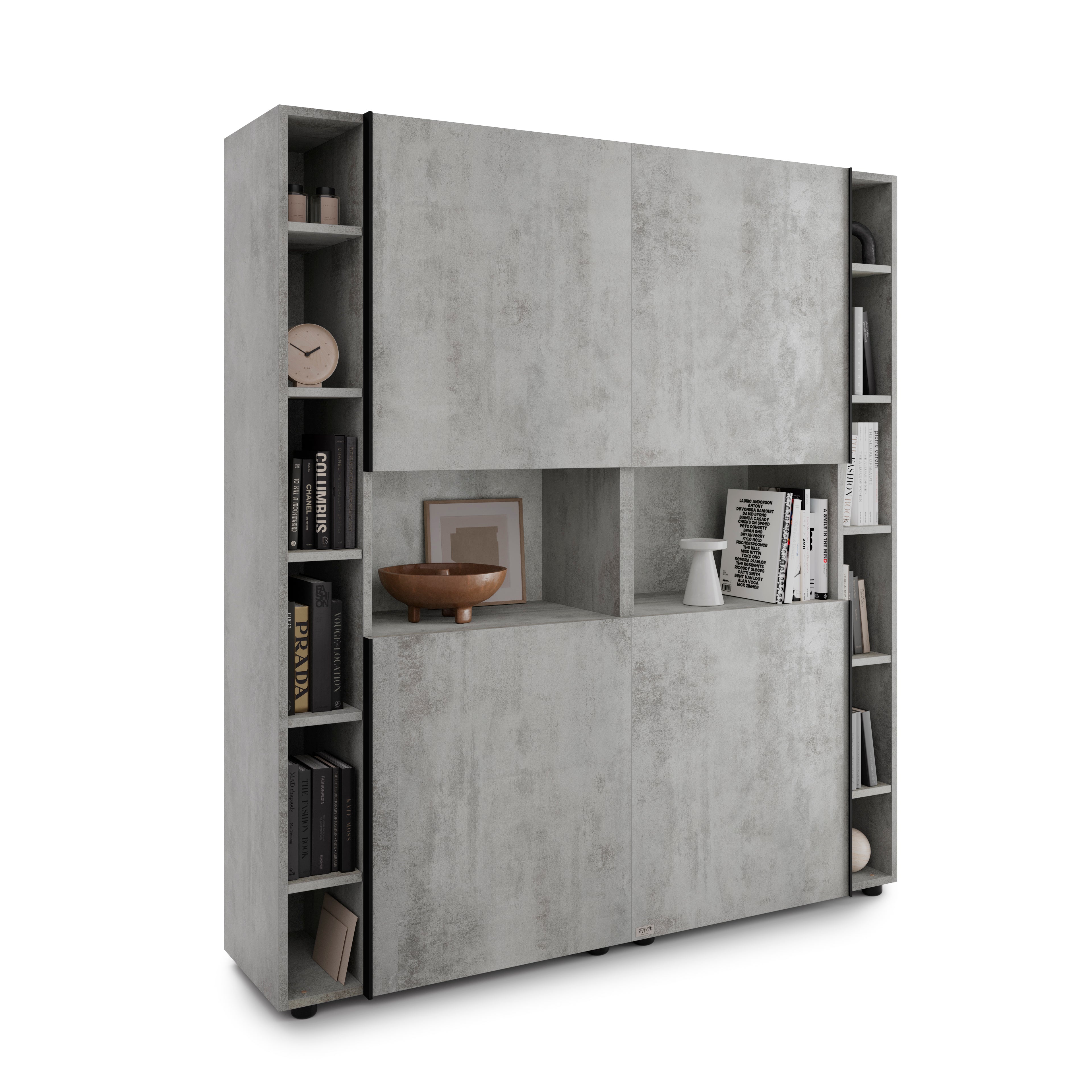 Modulares Bücherregal Romina (153,6 x 173,6 cm), Grauer Beton - Detail image 2
