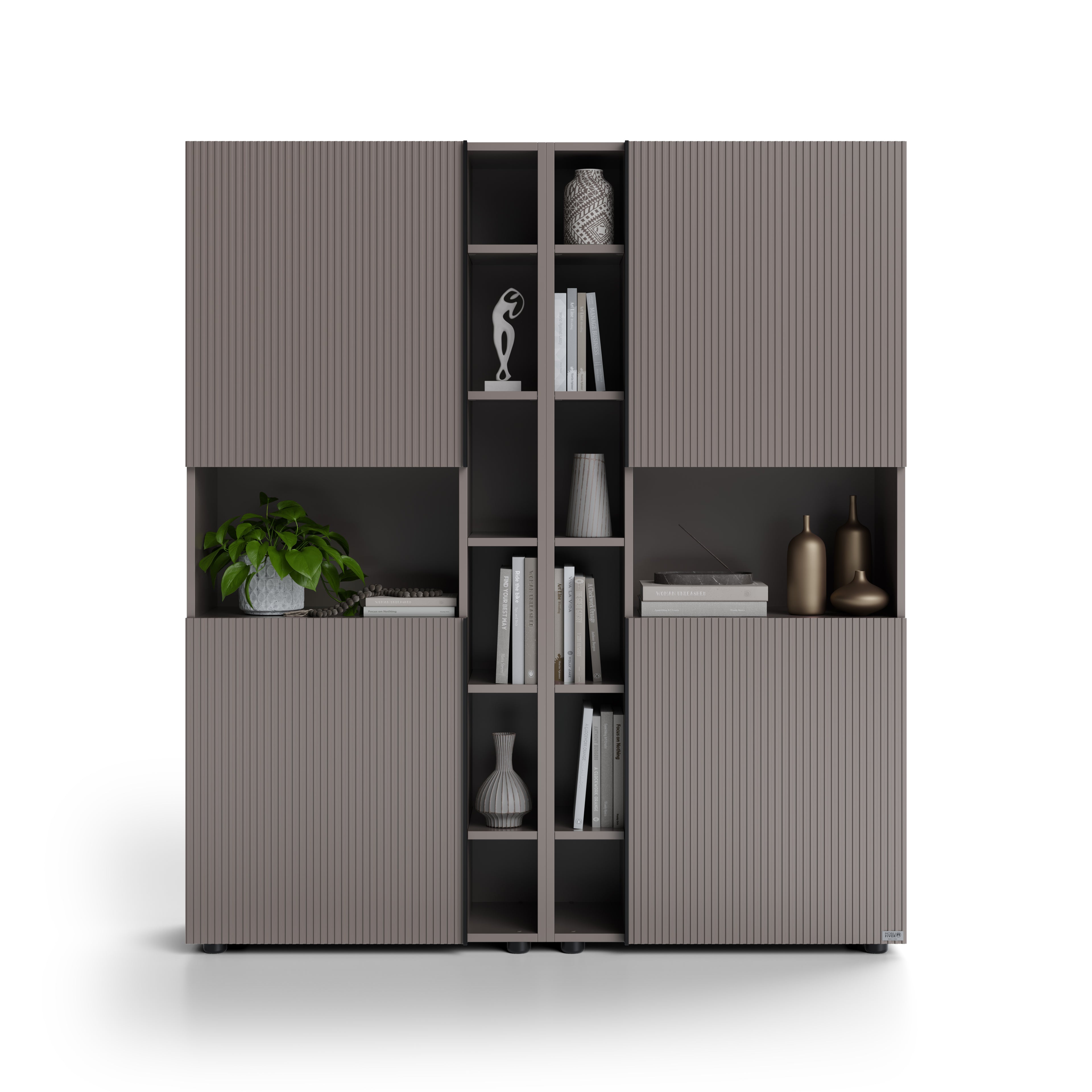 Modulares Bücherregal Romina mit gerillten Türen (153,6 x 173,6 cm), Kobaltgrau - Detail image 1