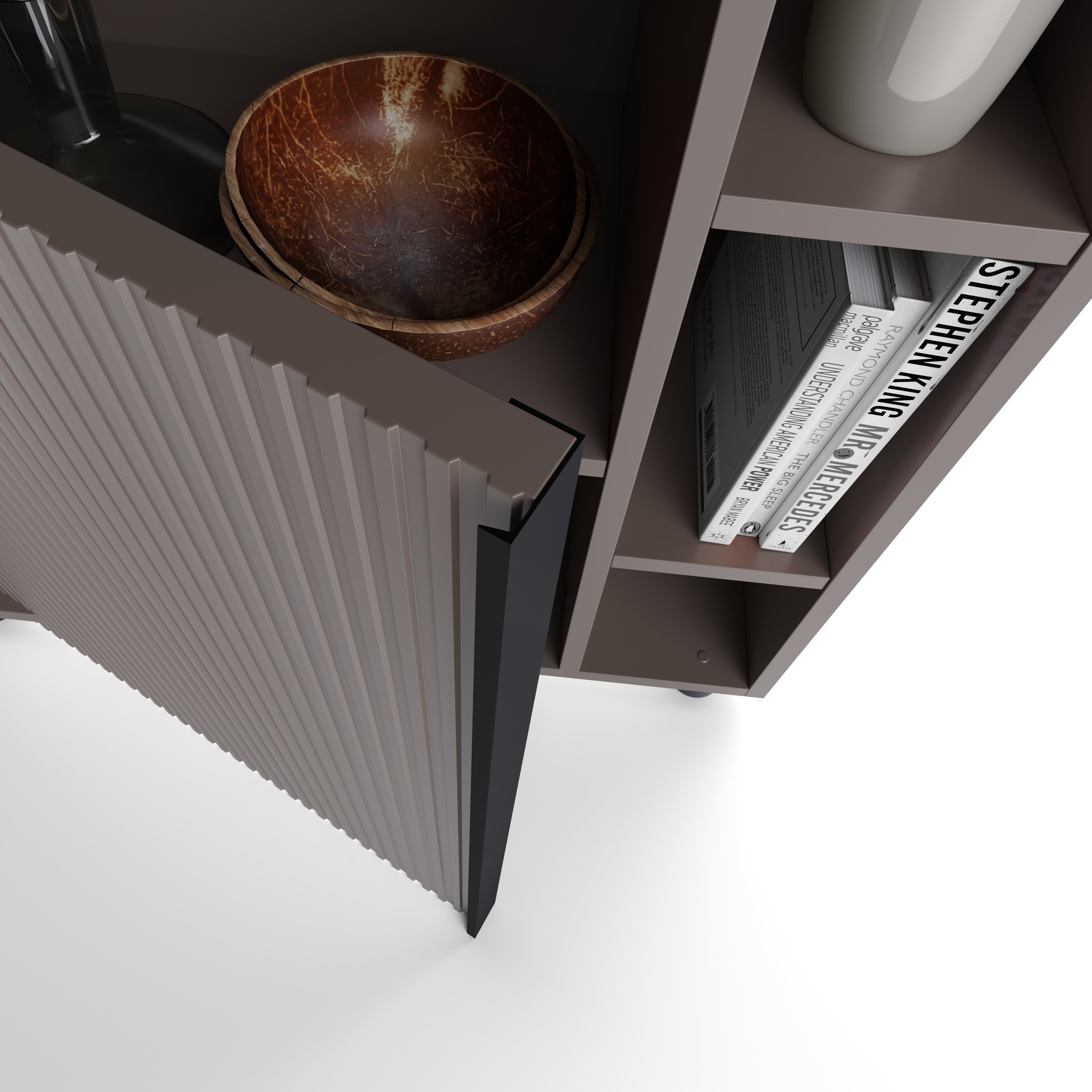 Modulares Bücherregal Romina mit gerillter Tür (76,8 x 200 cm), Kobaltgrau - Detail image 4