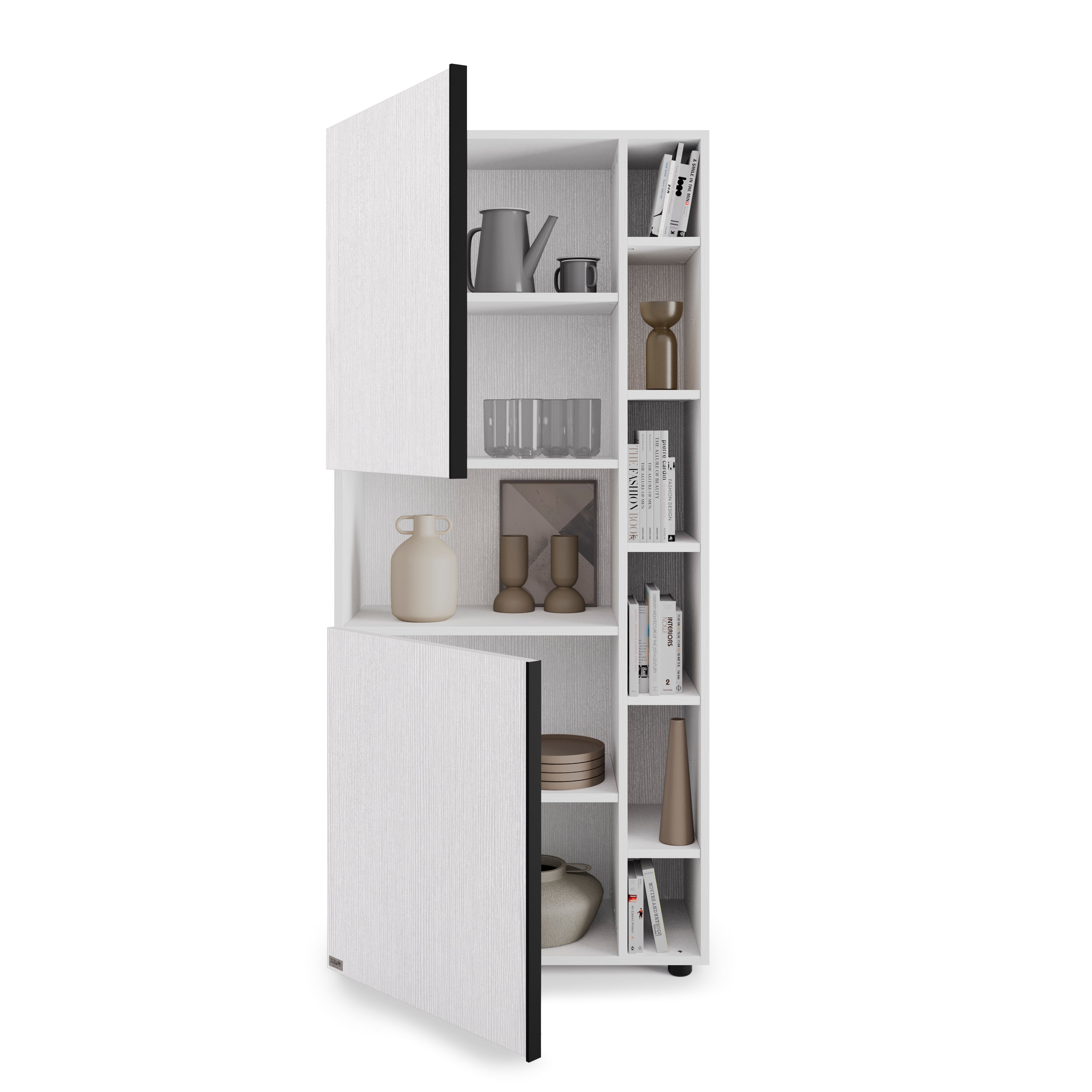 Modulares Bücherregal Romina (76,8 x 173,6 cm), Esche Weiß