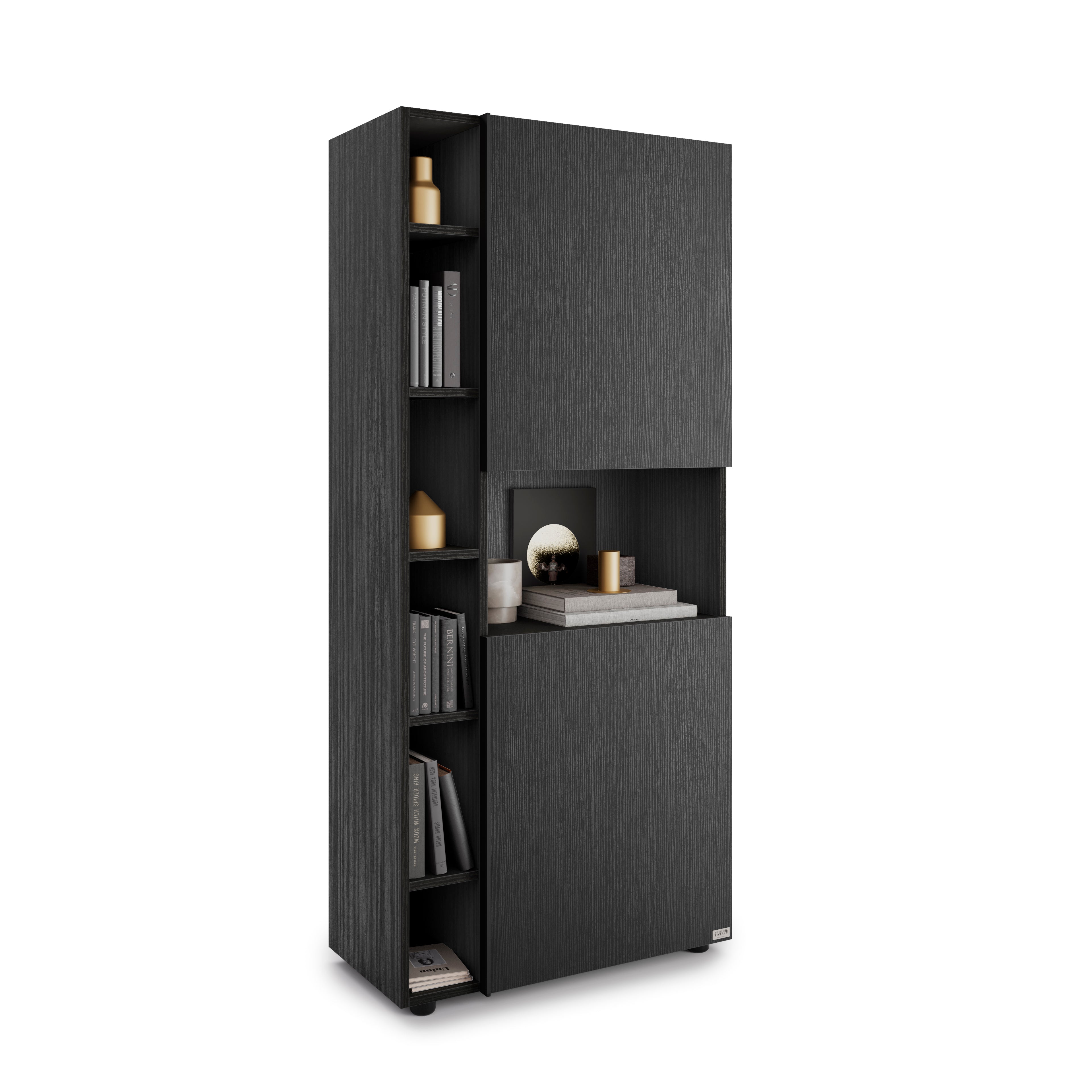 Libreria Componibile Romina (76,8 x 173,6 cm), Nero Frassino - Immagine dettaglio 4
