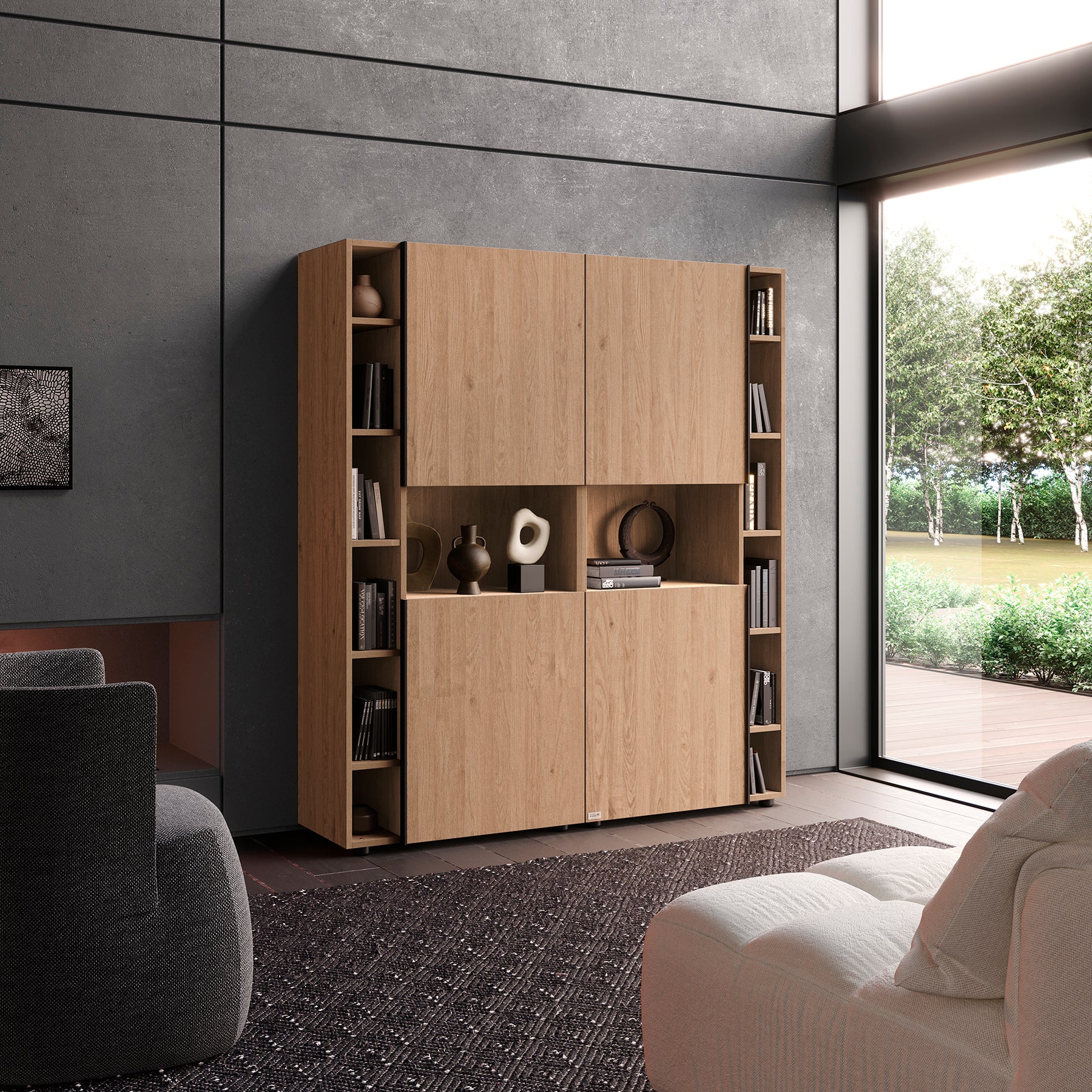 Modulares Bücherregal Romina (153,6 x 173,6 cm), Wildeiche - Set image 1