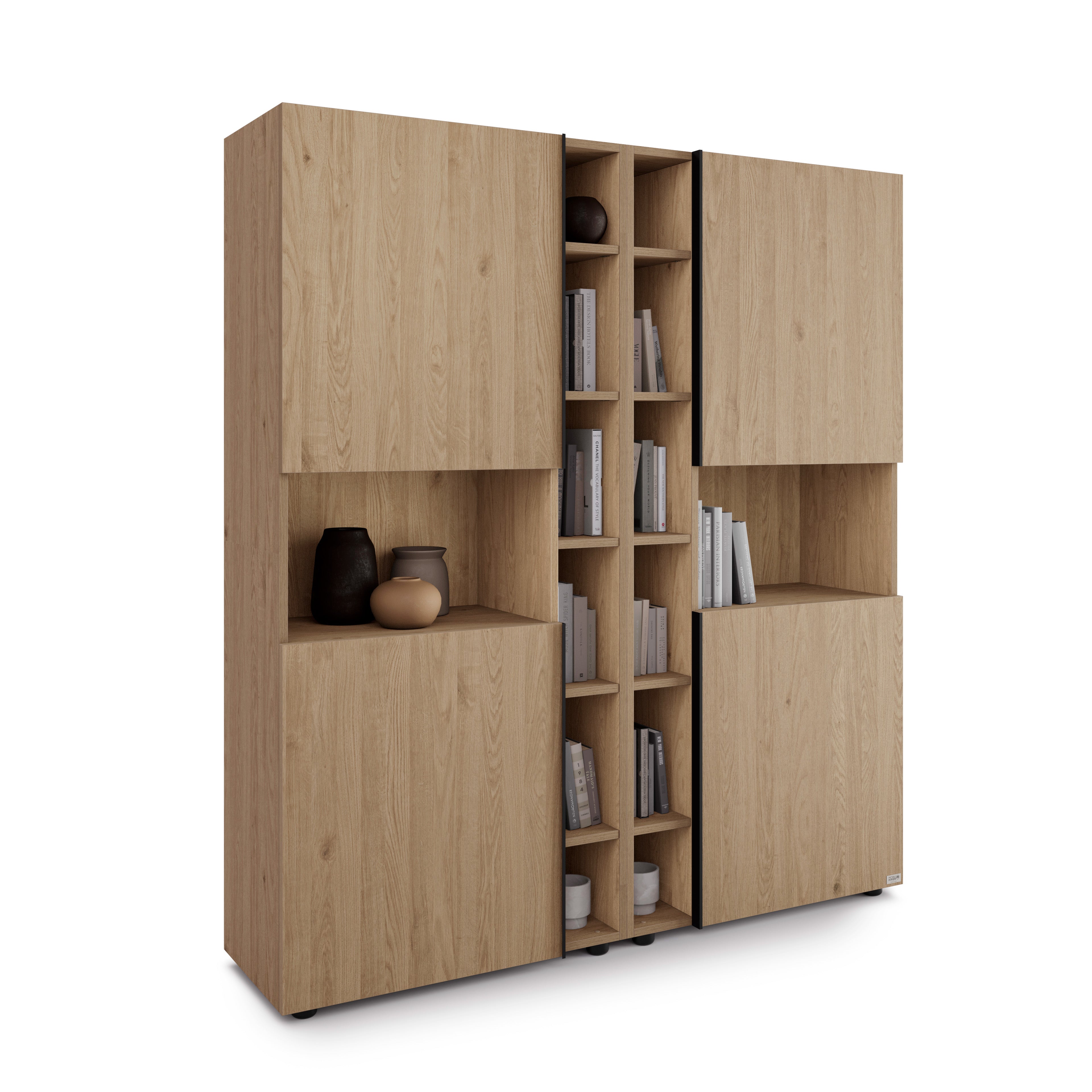 Modulares Bücherregal Romina (153,6 x 173,6 cm), Wildeiche