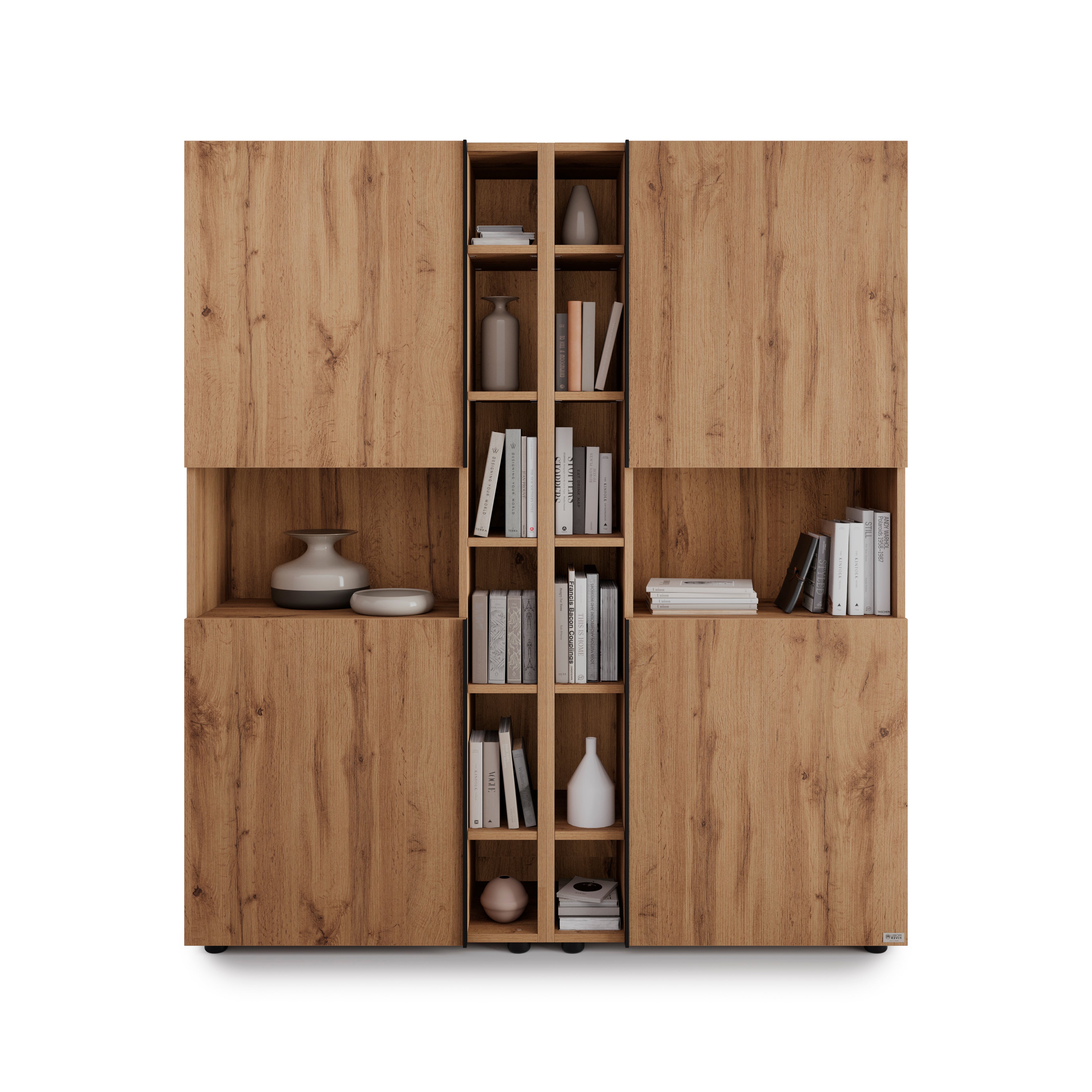 Modulares Bücherregal Romina (153,6 x 173,6 cm), Rustikale Eiche